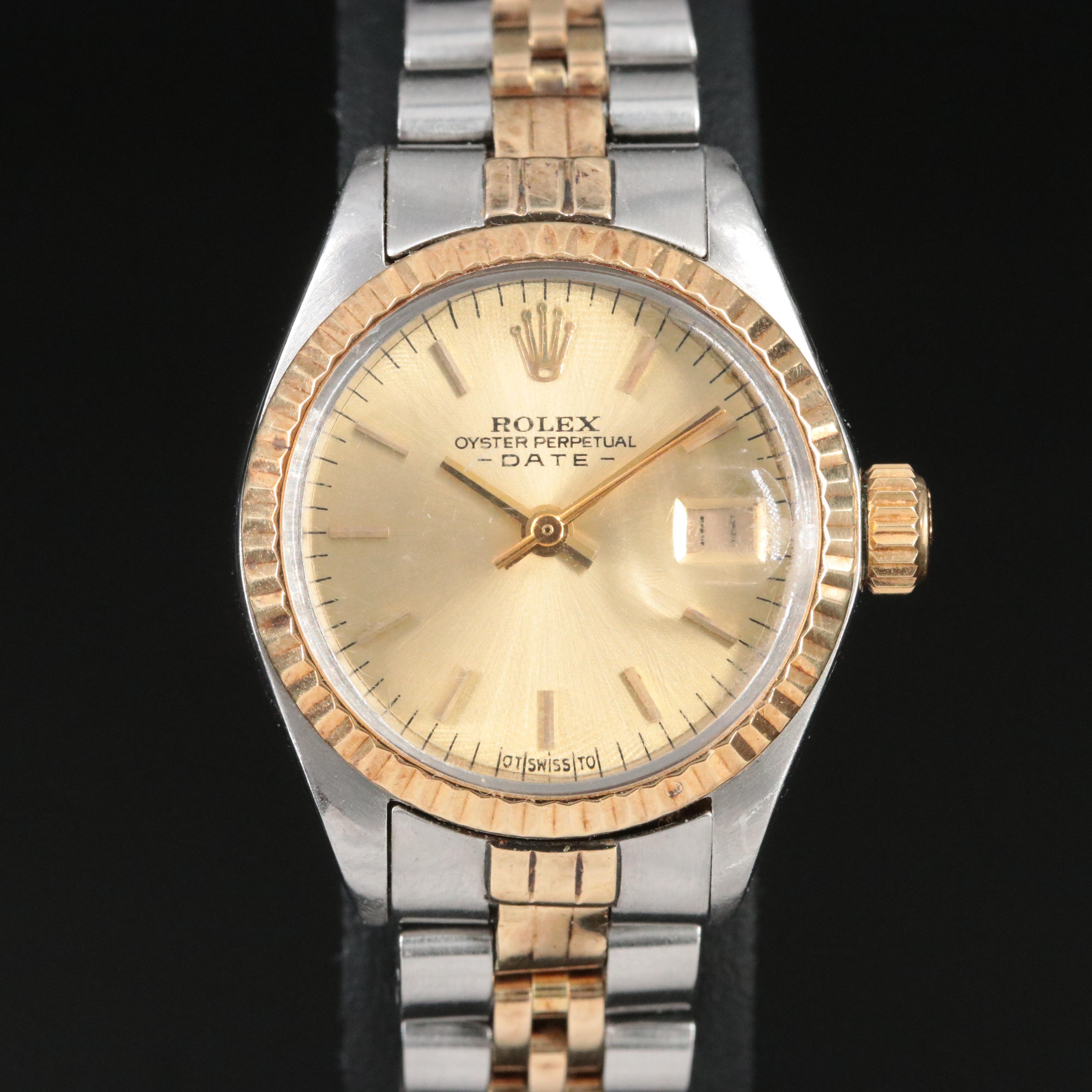 1971 Rolex Oyster Perpetual 14K and Stainless Steel Date Watch