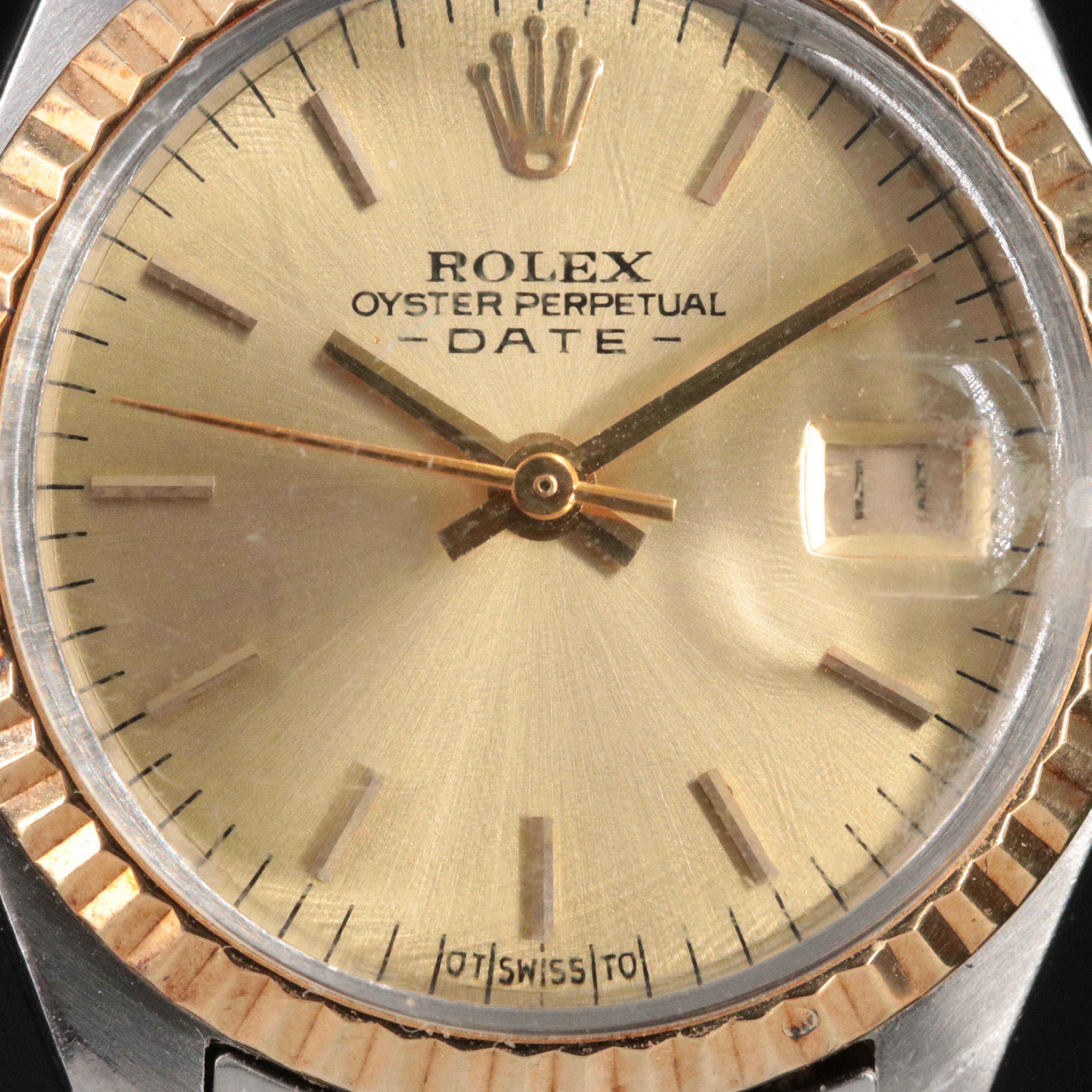 1971 Rolex Oyster Perpetual 14K and Stainless Steel Date Watch
