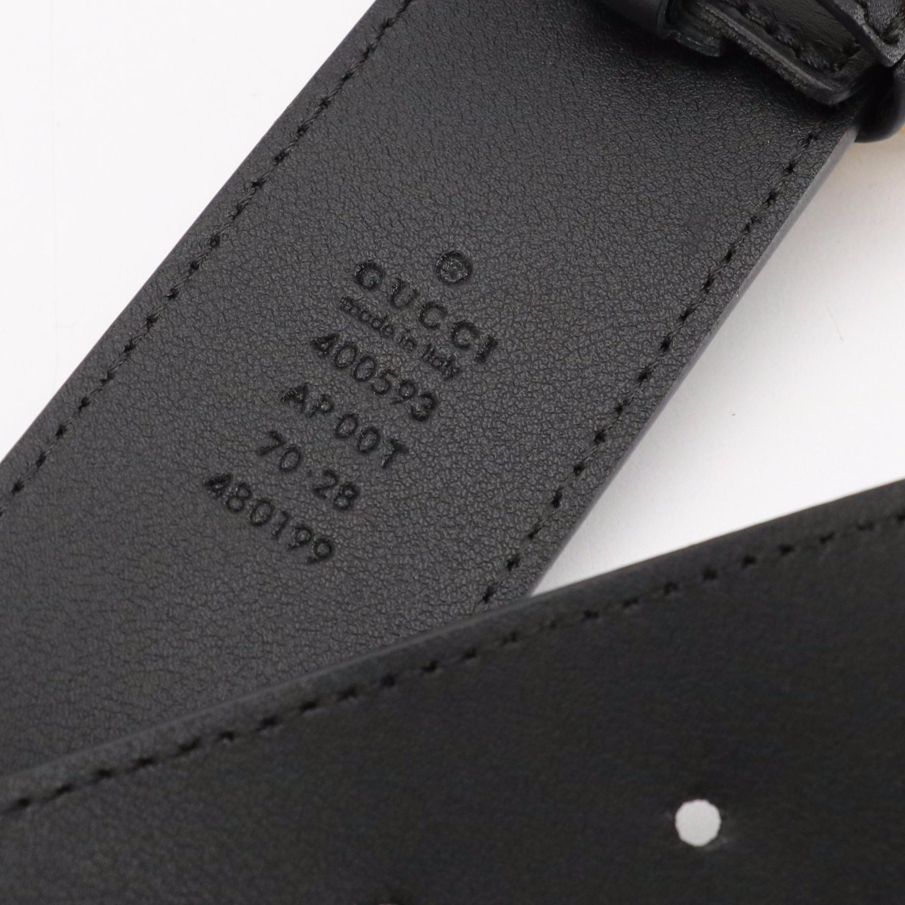 Gucci GG Marmont Wide Black Calfskin Leather Belt