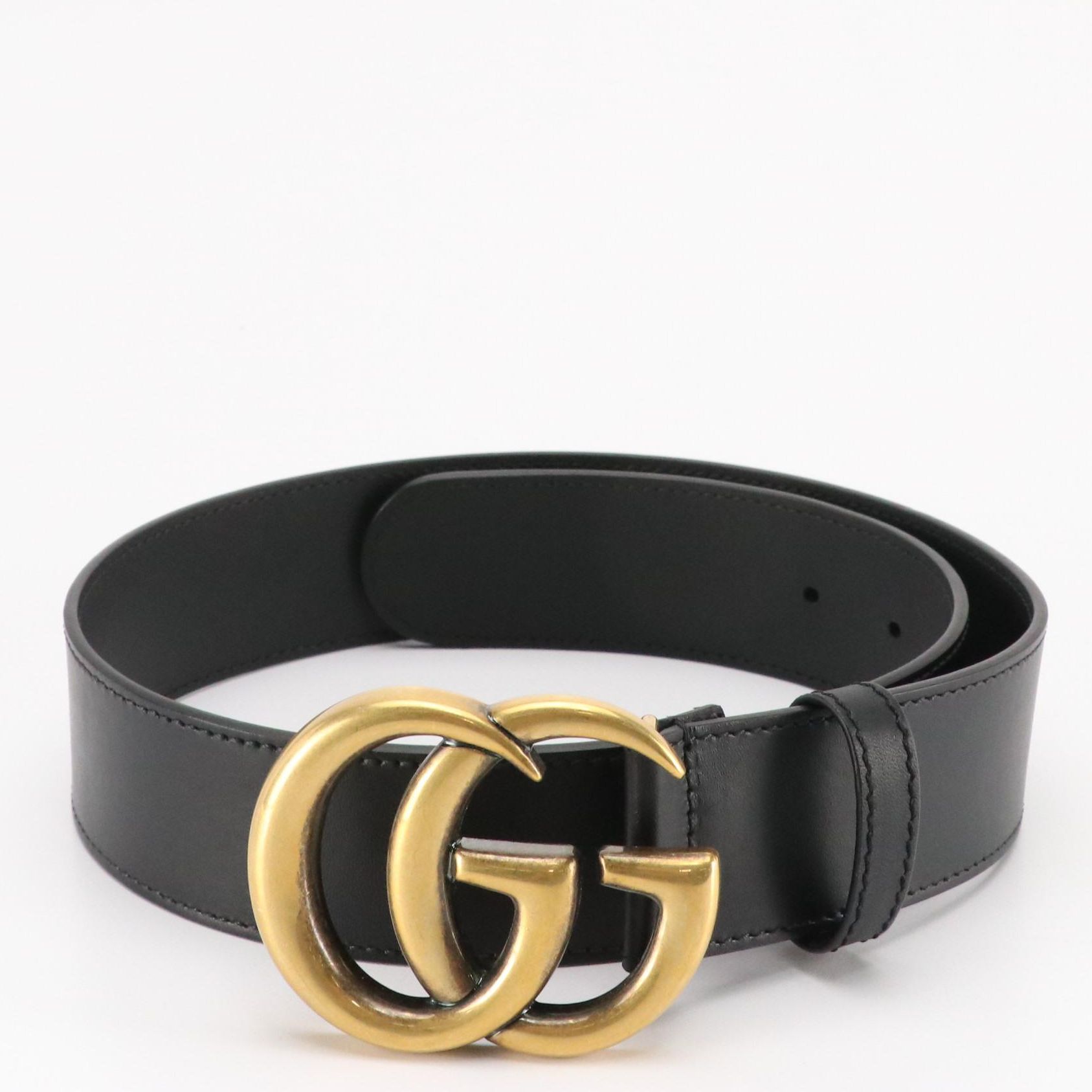 Gucci GG Marmont Wide Black Calfskin Leather Belt