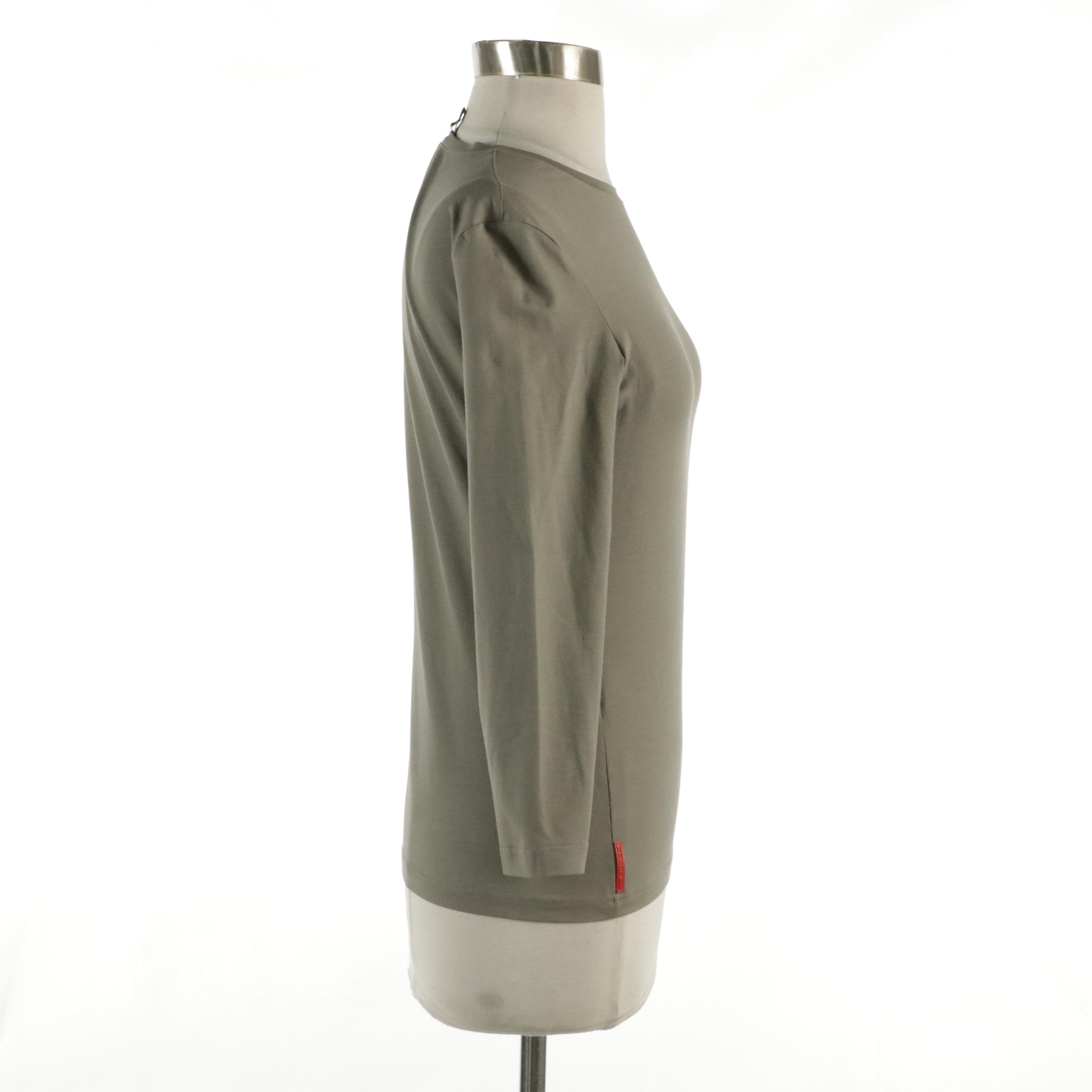 Prada Sport Fitted Long Sleeve Top with Small Snap Pocket