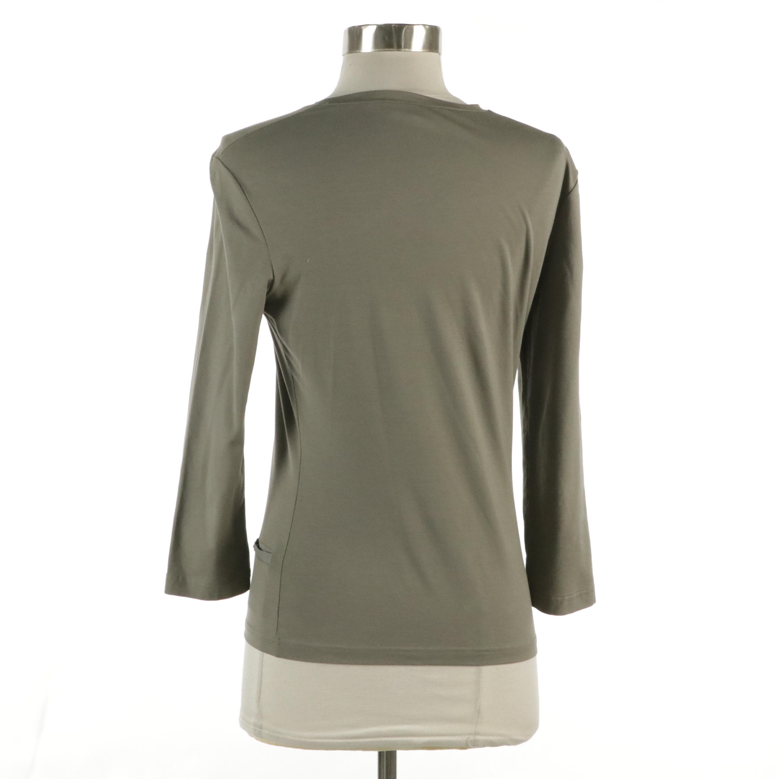 Prada Sport Fitted Long Sleeve Top with Small Snap Pocket