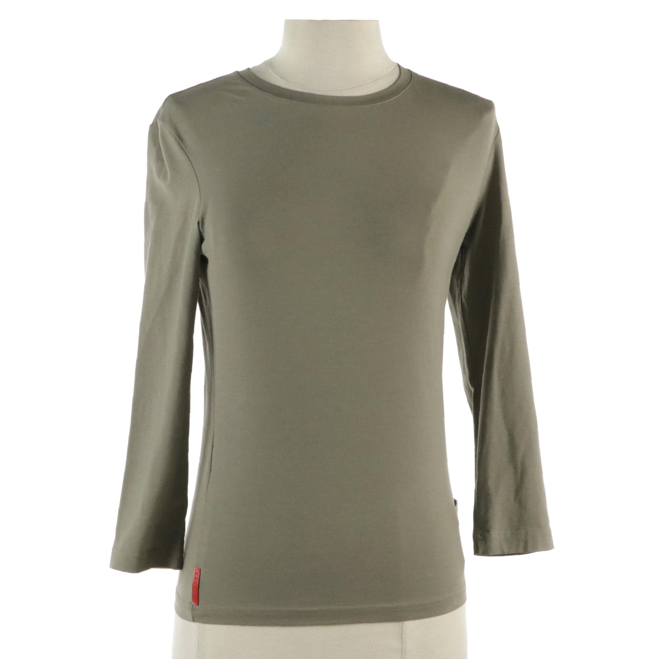 Prada Sport Fitted Long Sleeve Top with Small Snap Pocket