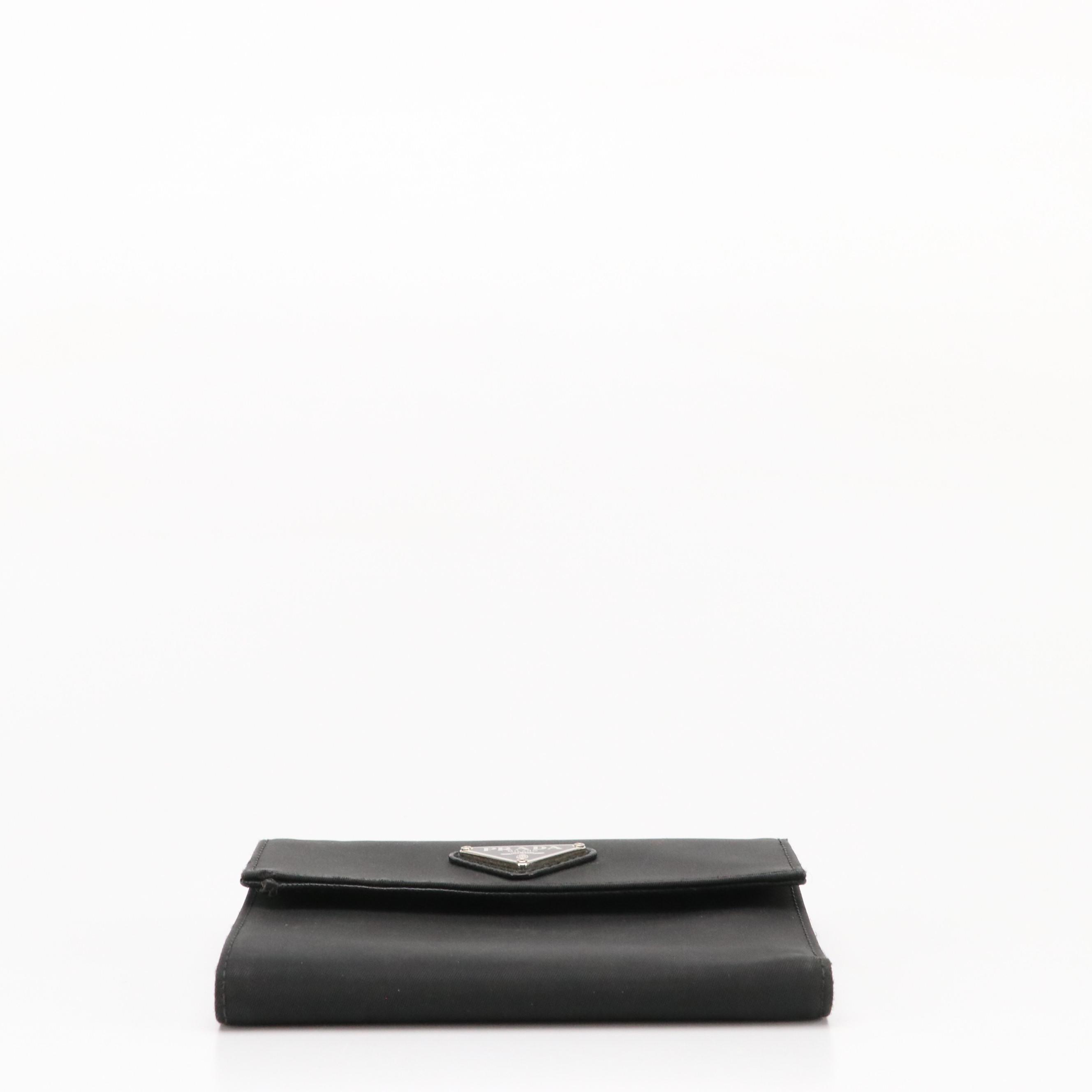 Prada Black Tessuto Nylon Trifold Wallet