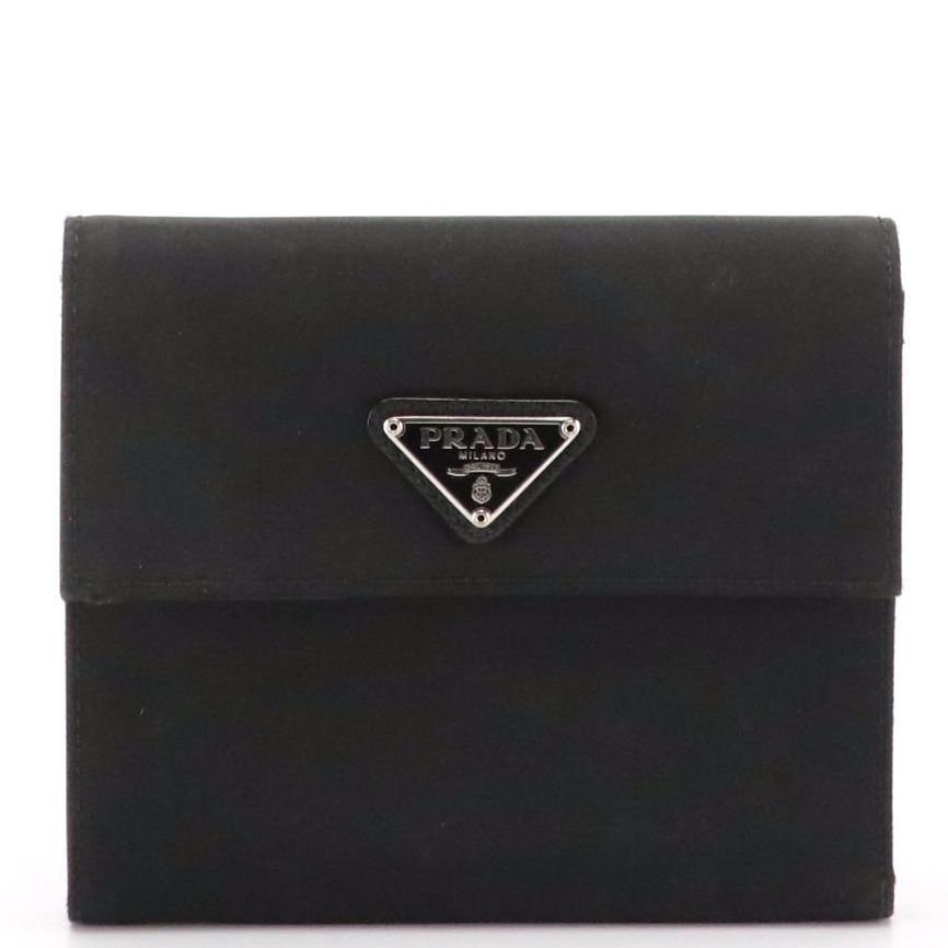 Prada Black Tessuto Nylon Trifold Wallet