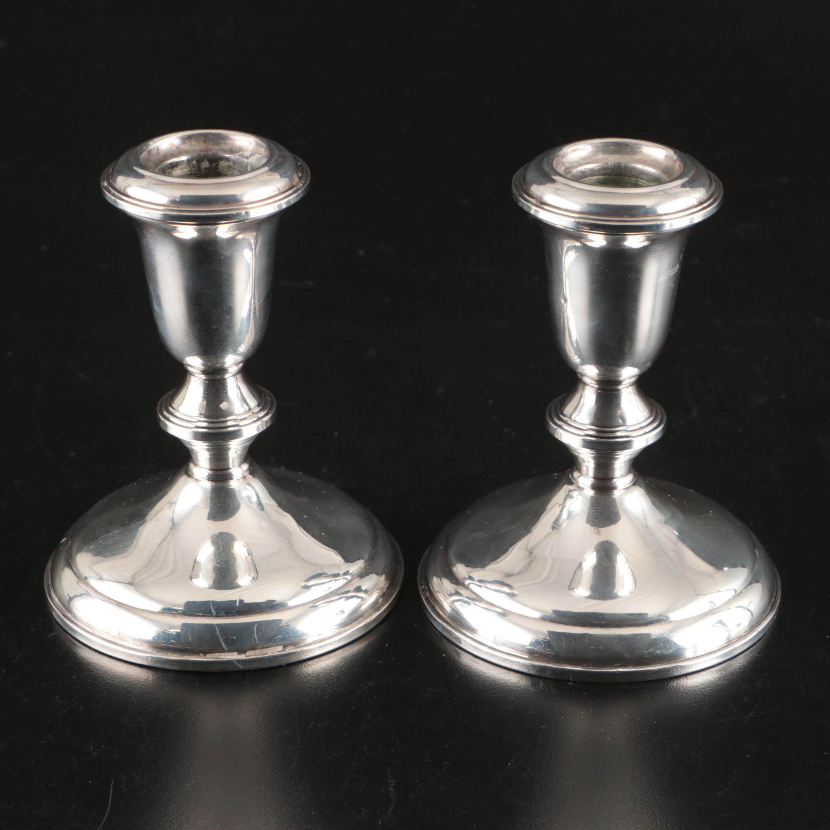 Towle Weighted Sterling Candleholders with Other Shakers and Trumpet Vase