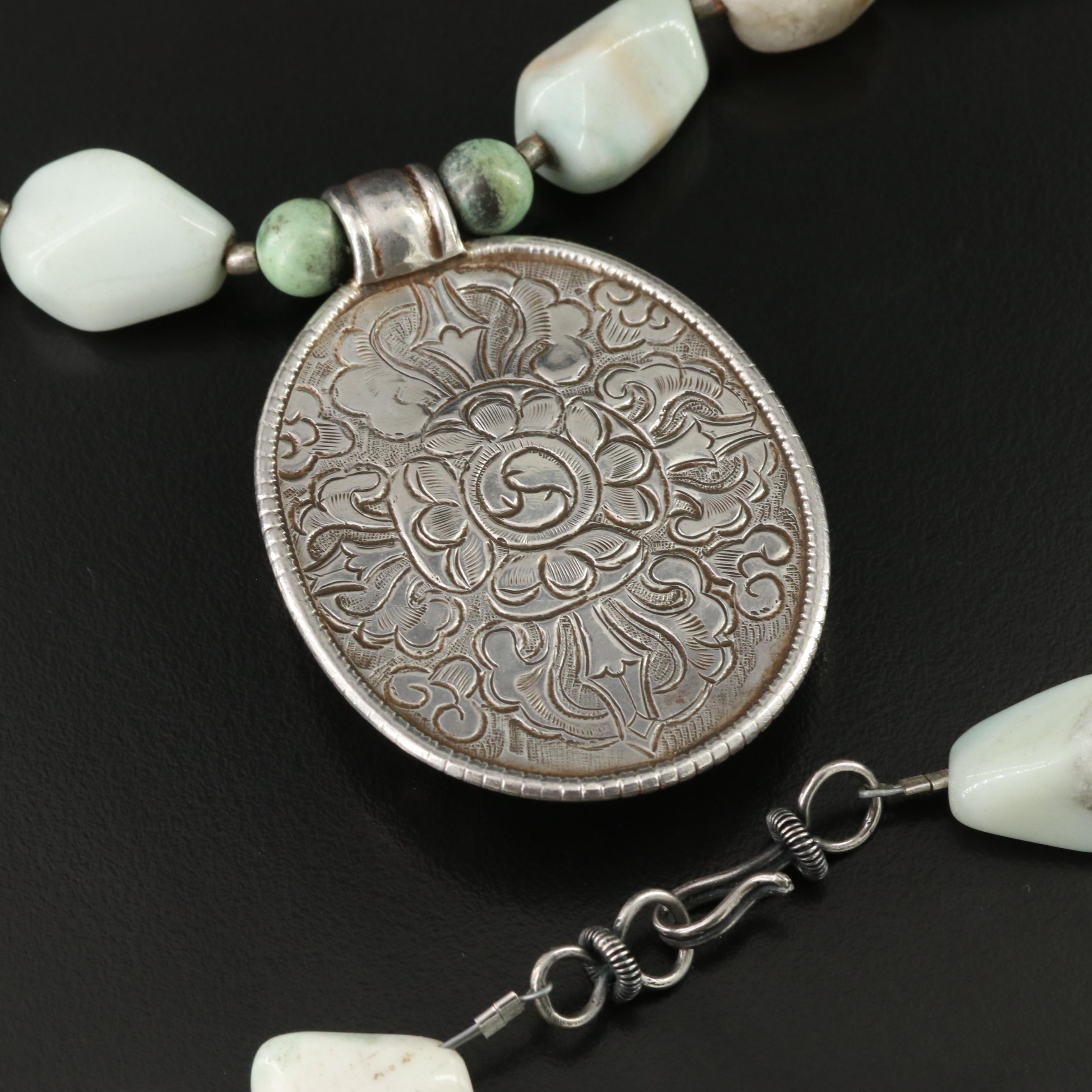 Sterling Turquoise and Agate Necklace