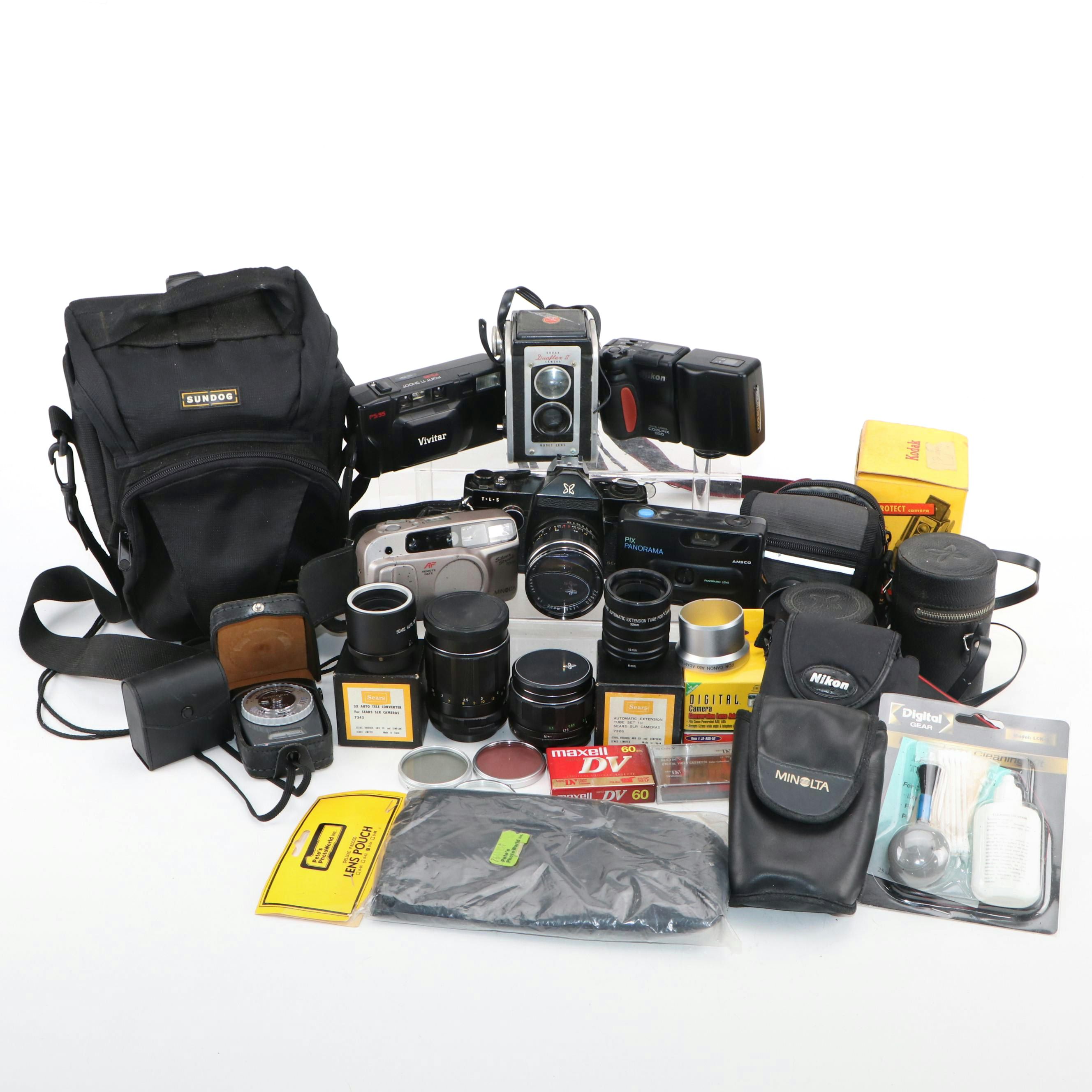 Kodak Duaflex II, Nikon Coolpix 950 with More Cameras and Accessories