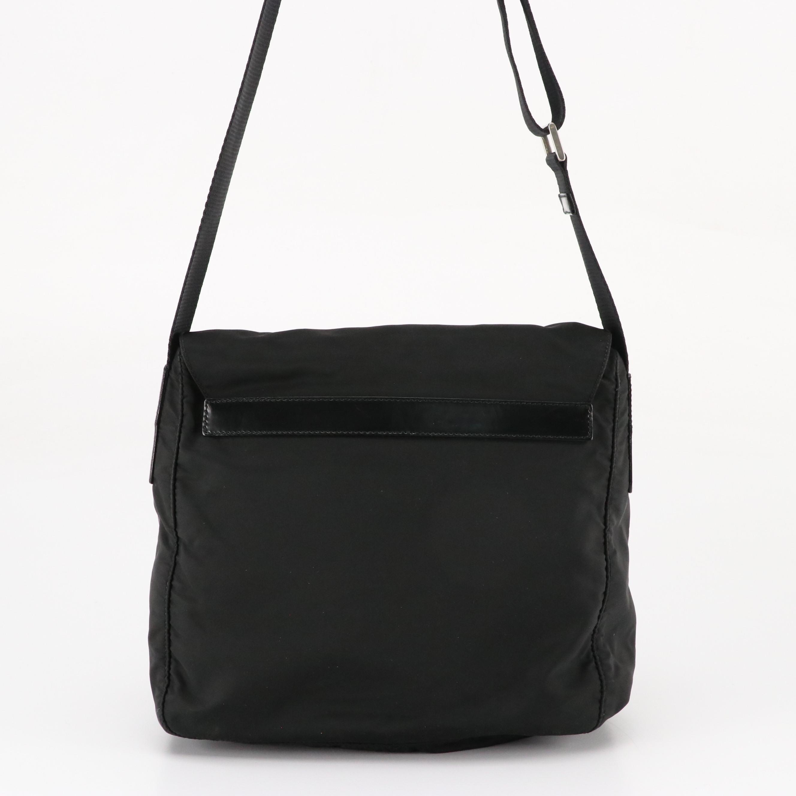 Prada Buckle Flap Shoulder Bag in Black Tessuto Nylon