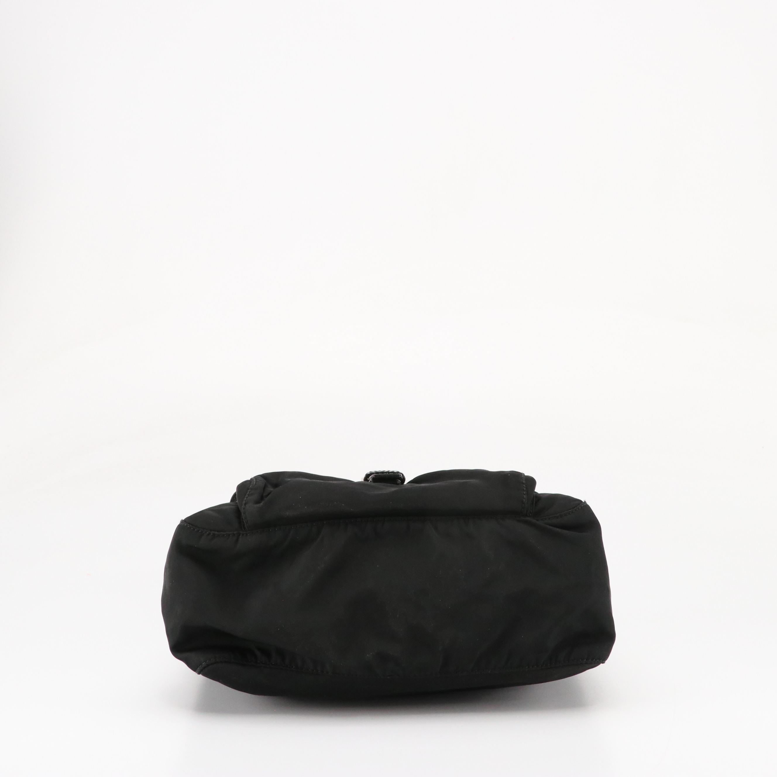 Prada Buckle Flap Shoulder Bag in Black Tessuto Nylon