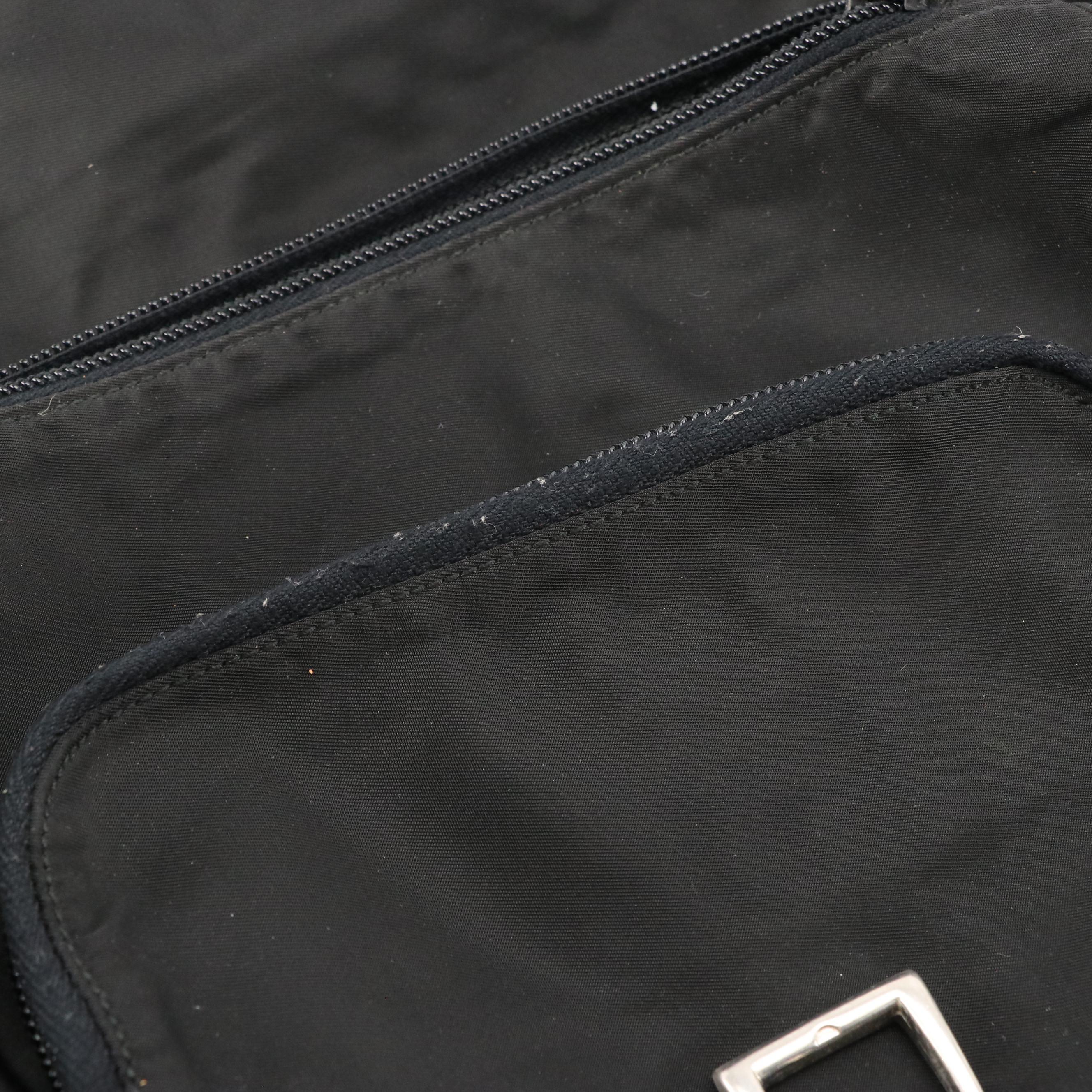 Prada Buckle Flap Shoulder Bag in Black Tessuto Nylon