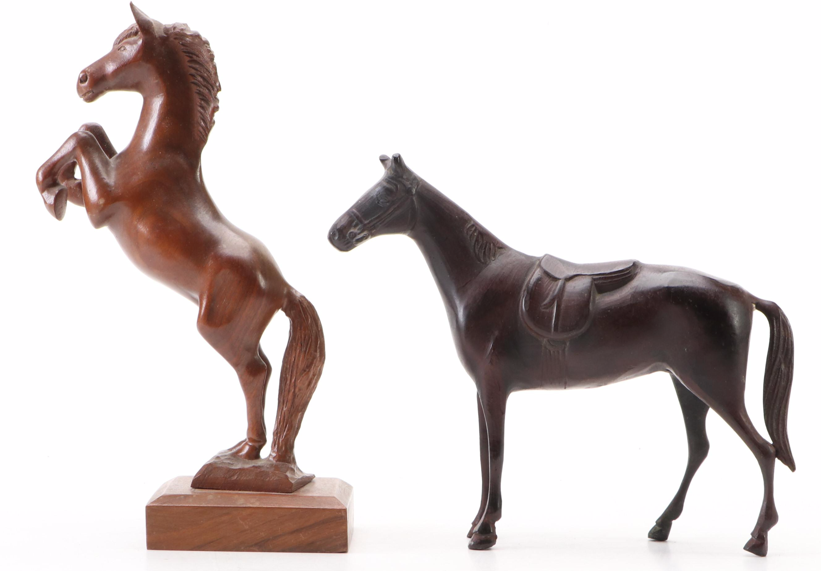 Philadelphia Manufacturing Brass Finished Horse Head Bookends with Figurines