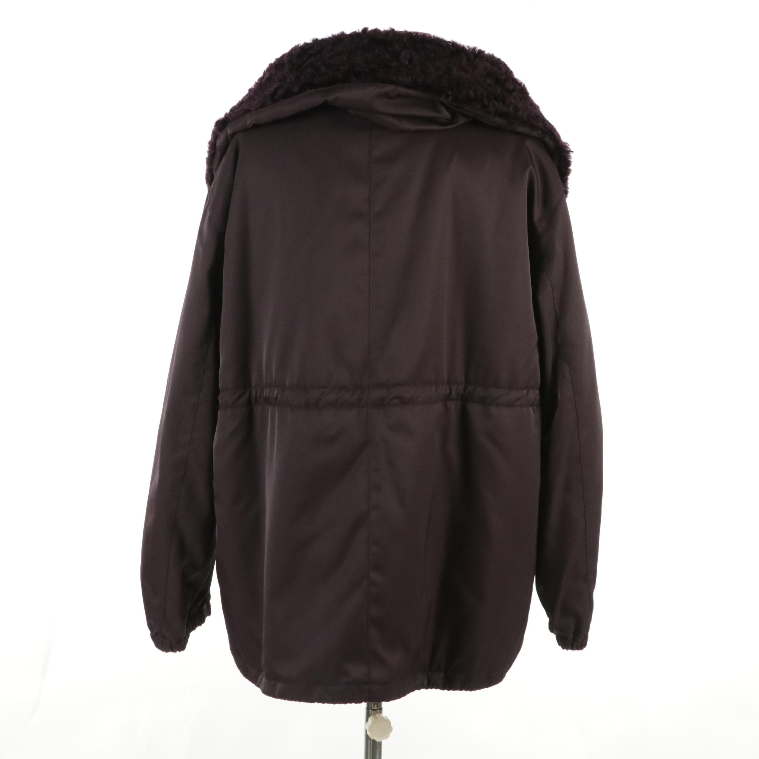 Prada Polyester Gabardine Thermal Insulated Zip Jacket Mohair Lining, with Tags