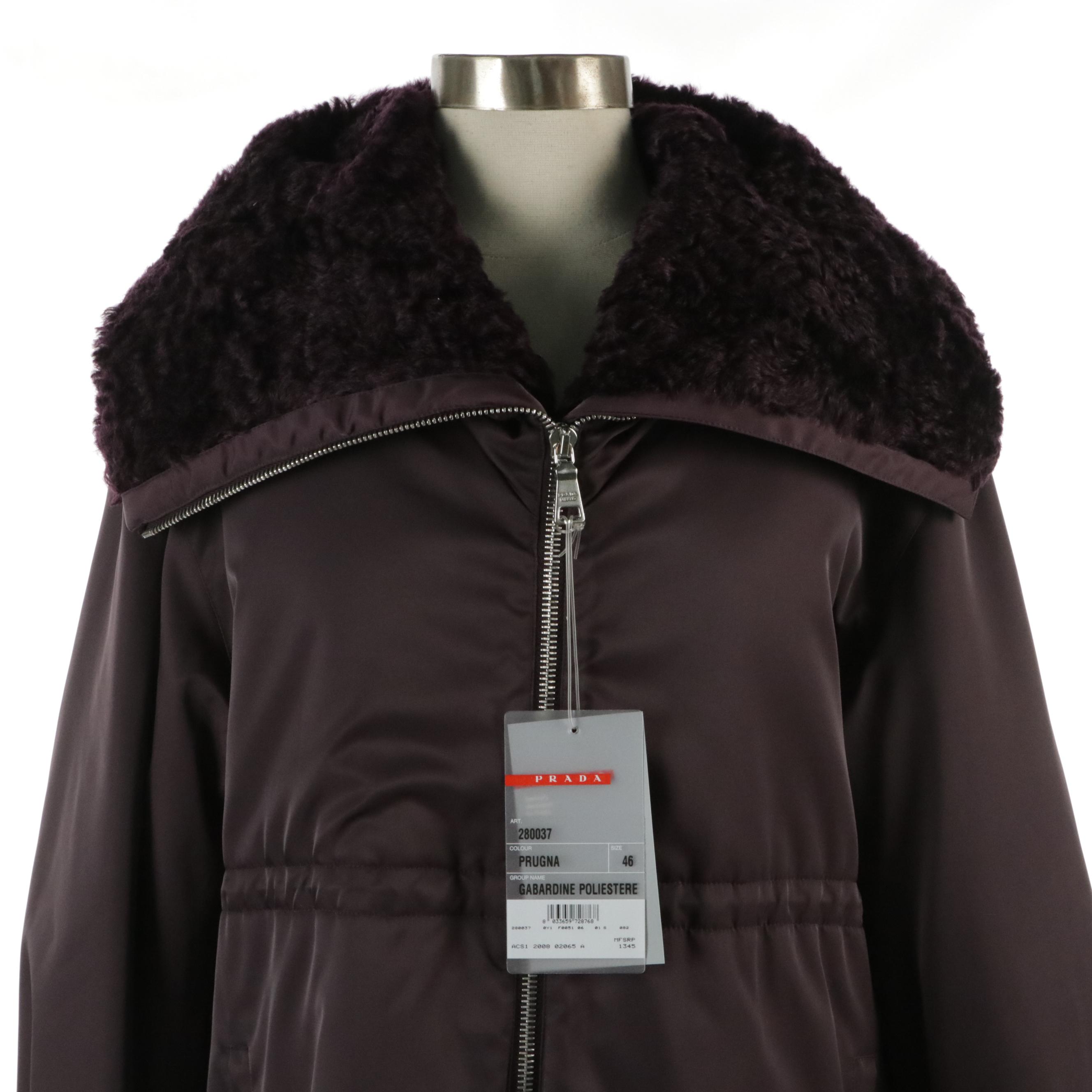 Prada Polyester Gabardine Thermal Insulated Zip Jacket Mohair Lining, with Tags