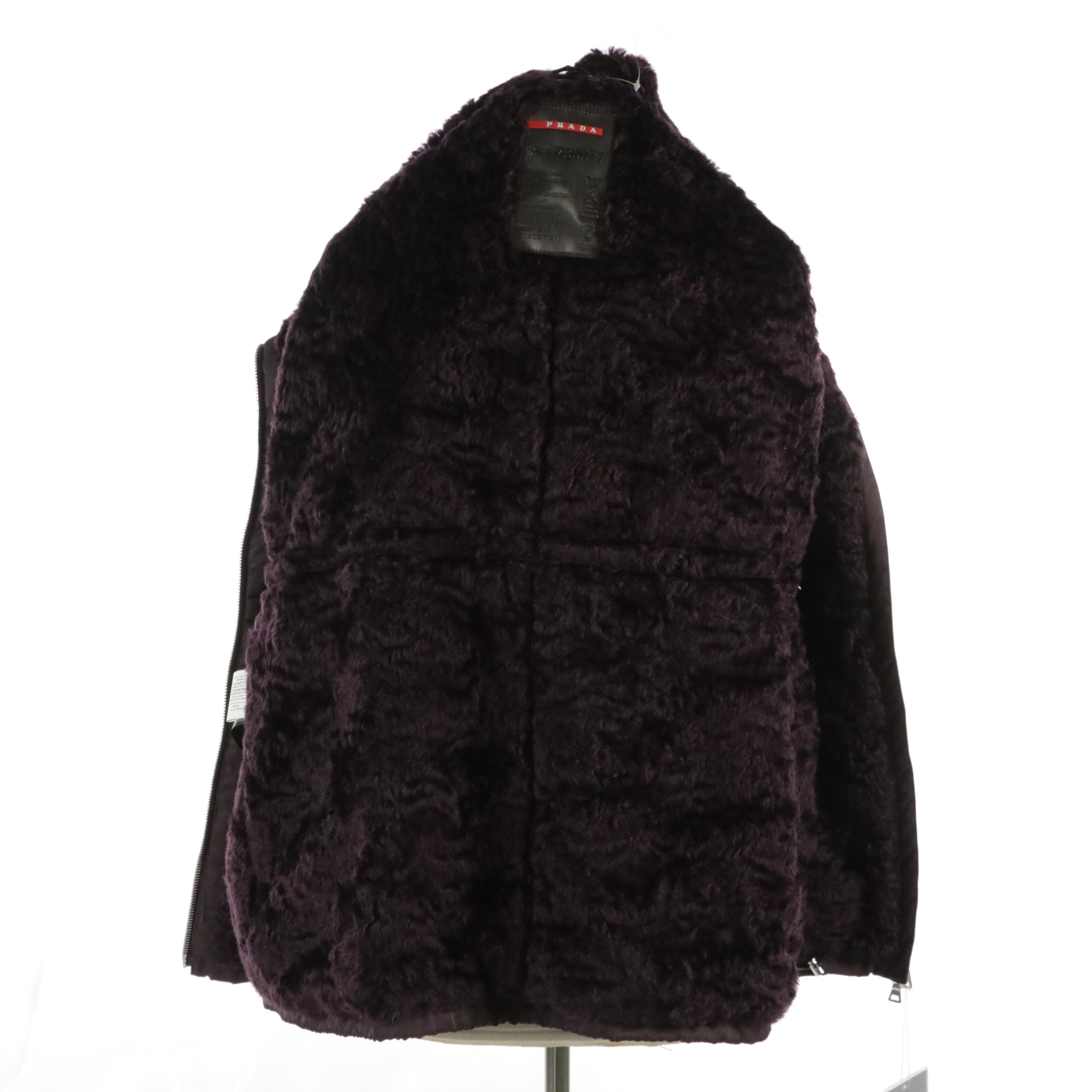 Prada Polyester Gabardine Thermal Insulated Zip Jacket Mohair Lining, with Tags