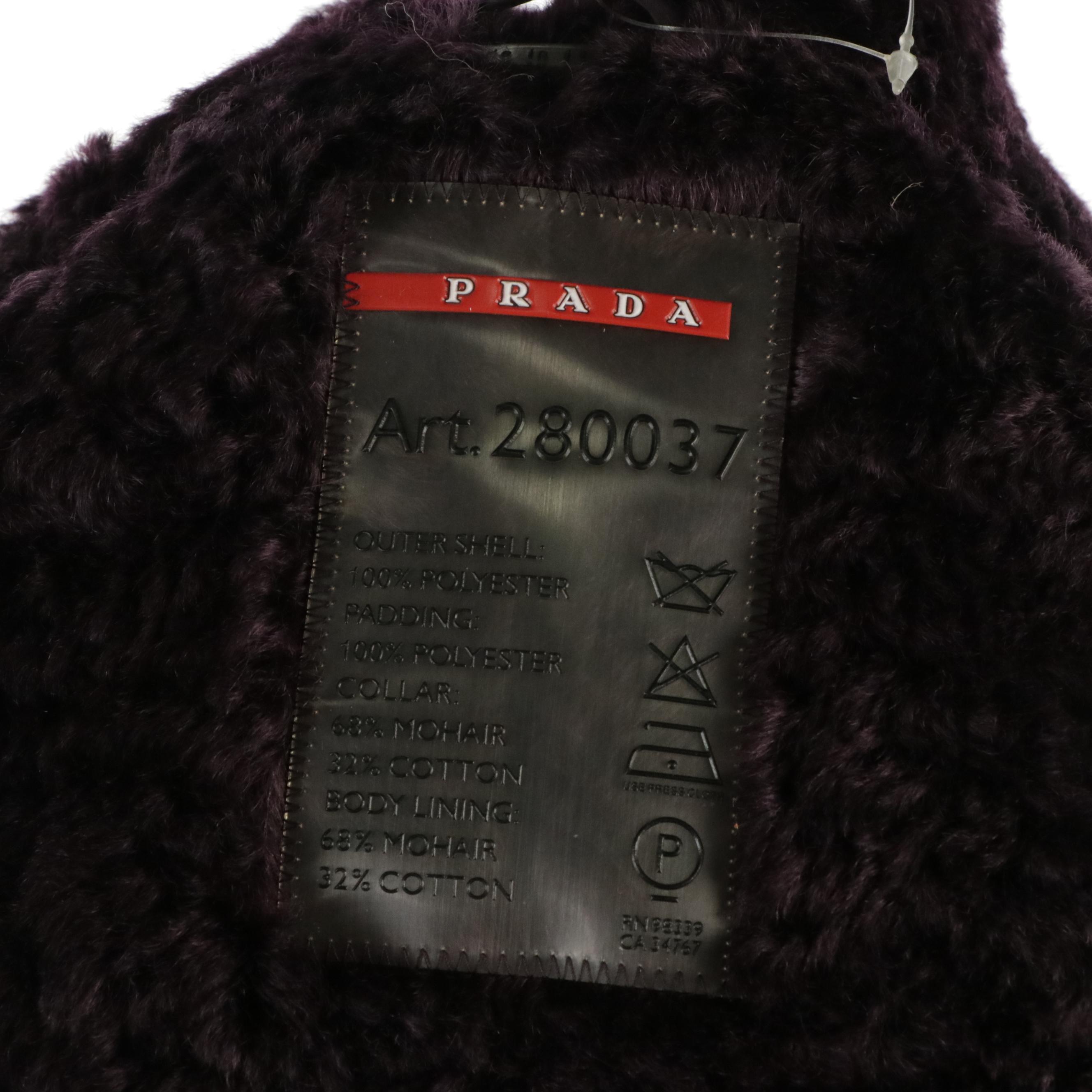 Prada Polyester Gabardine Thermal Insulated Zip Jacket Mohair Lining, with Tags