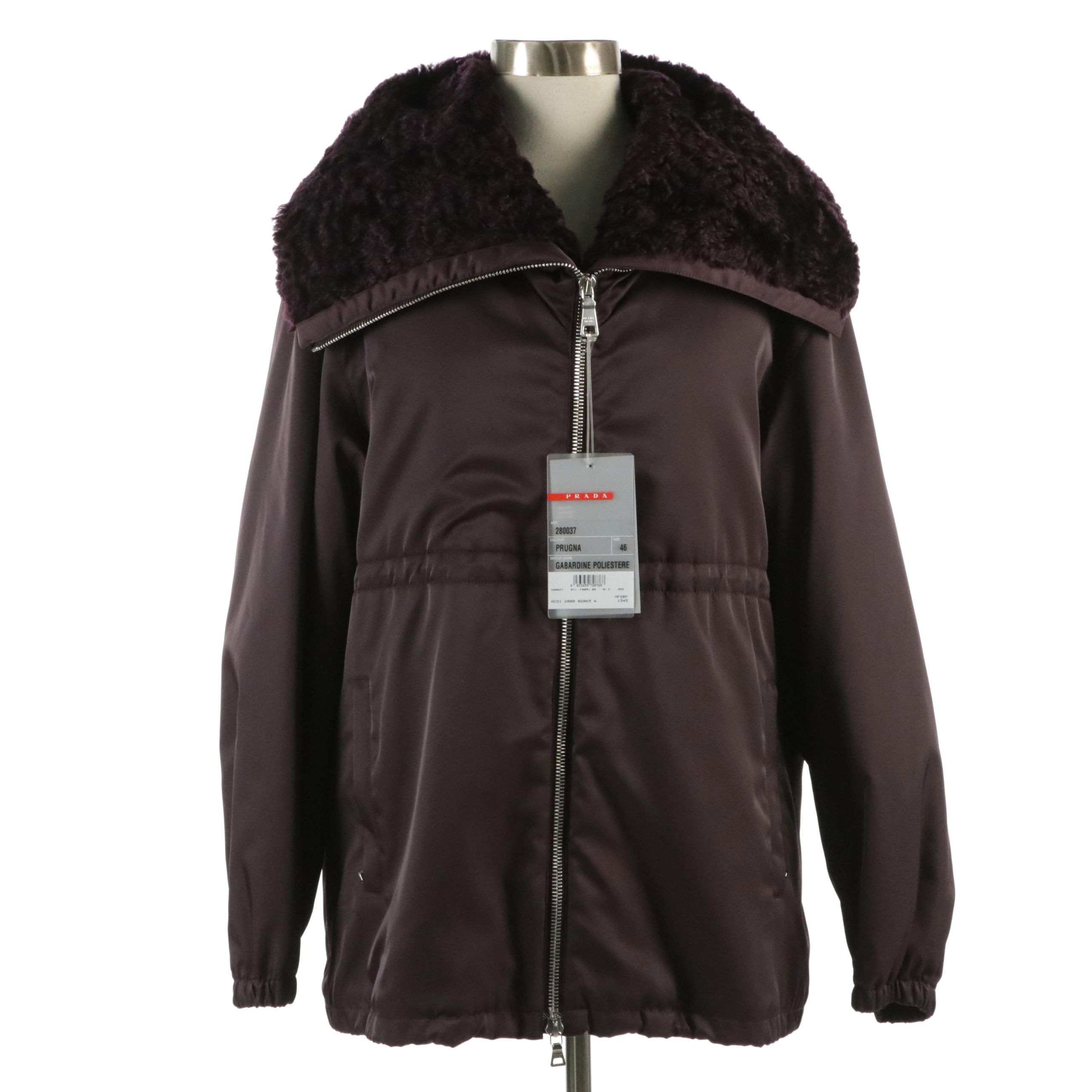 Prada Polyester Gabardine Thermal Insulated Zip Jacket Mohair Lining, with Tags