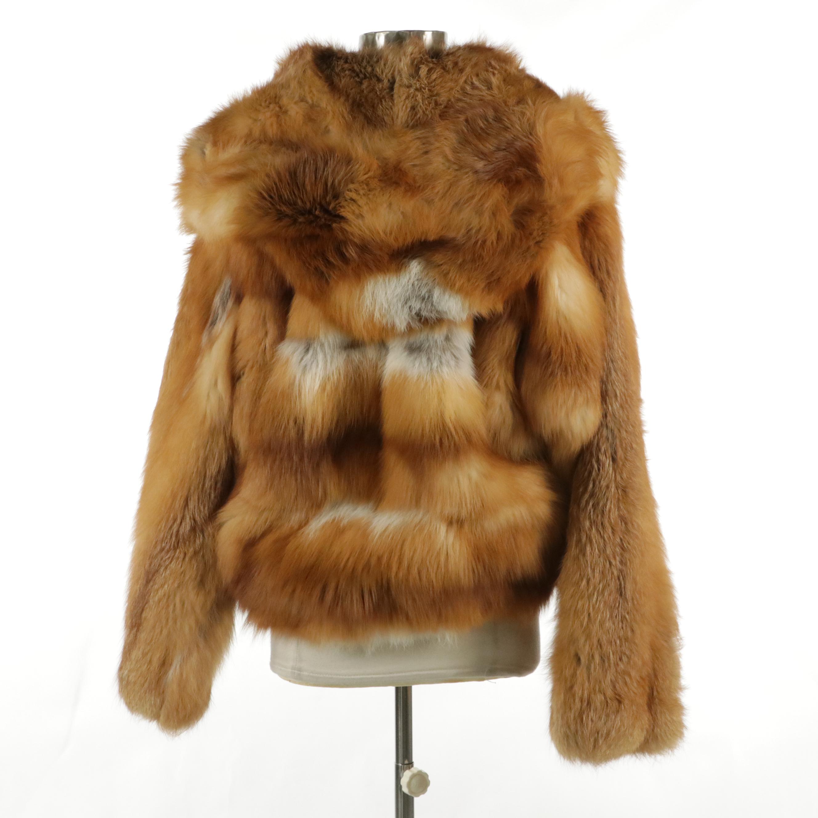 Louis Féraud Red Fox Fur Hooded Coat