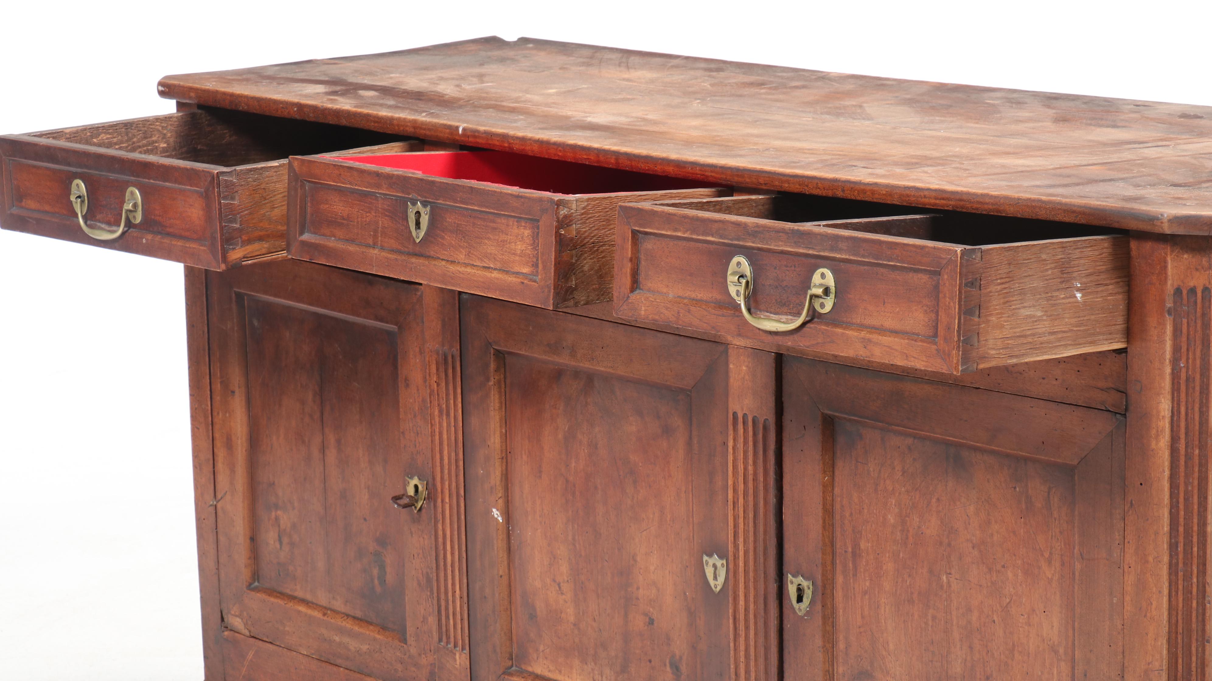 French Country Louis XV Walnut Enfilade Buffet, 18th/ 19th Century