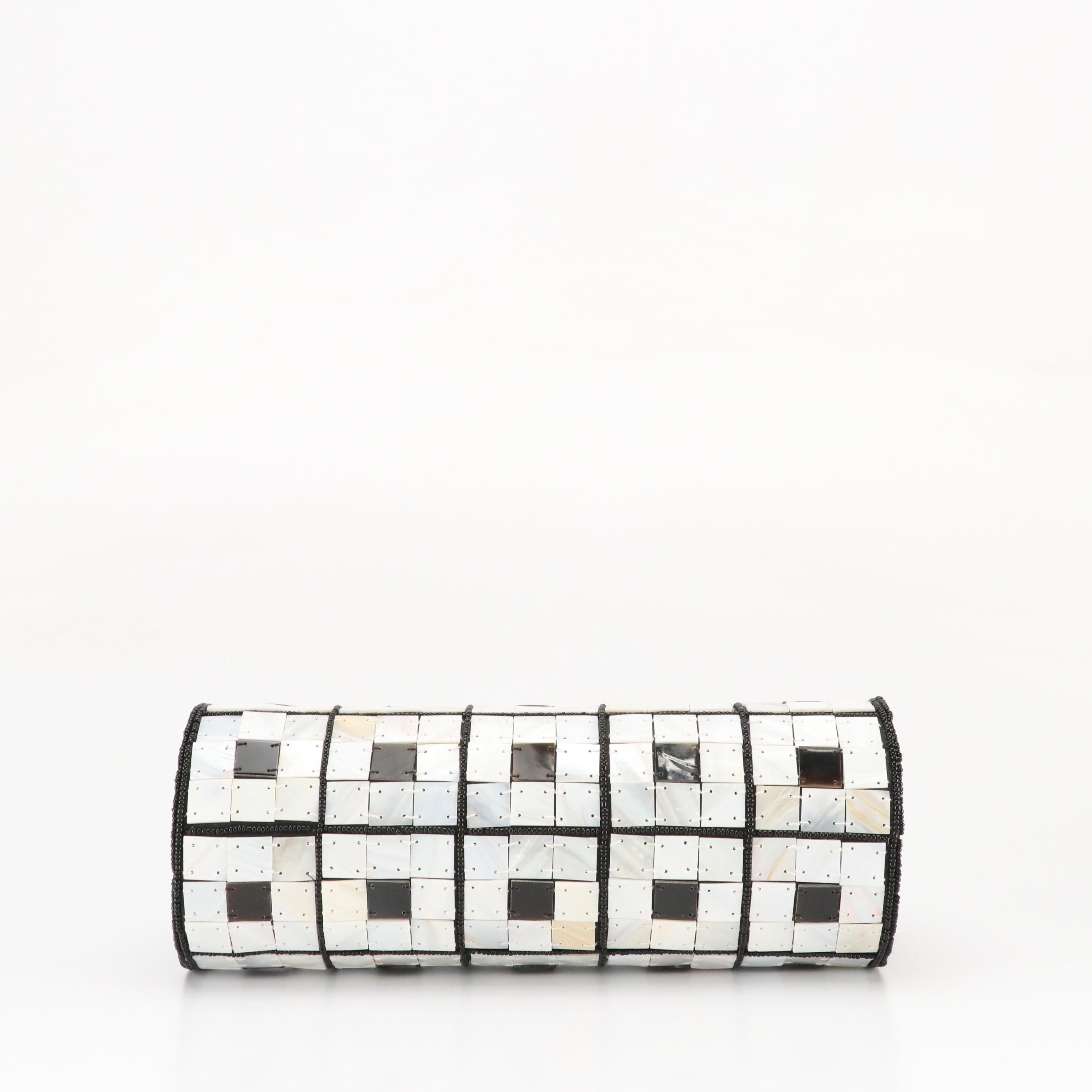 Vintage Mother of Pearl and Buffalo Horn Barrel Bag