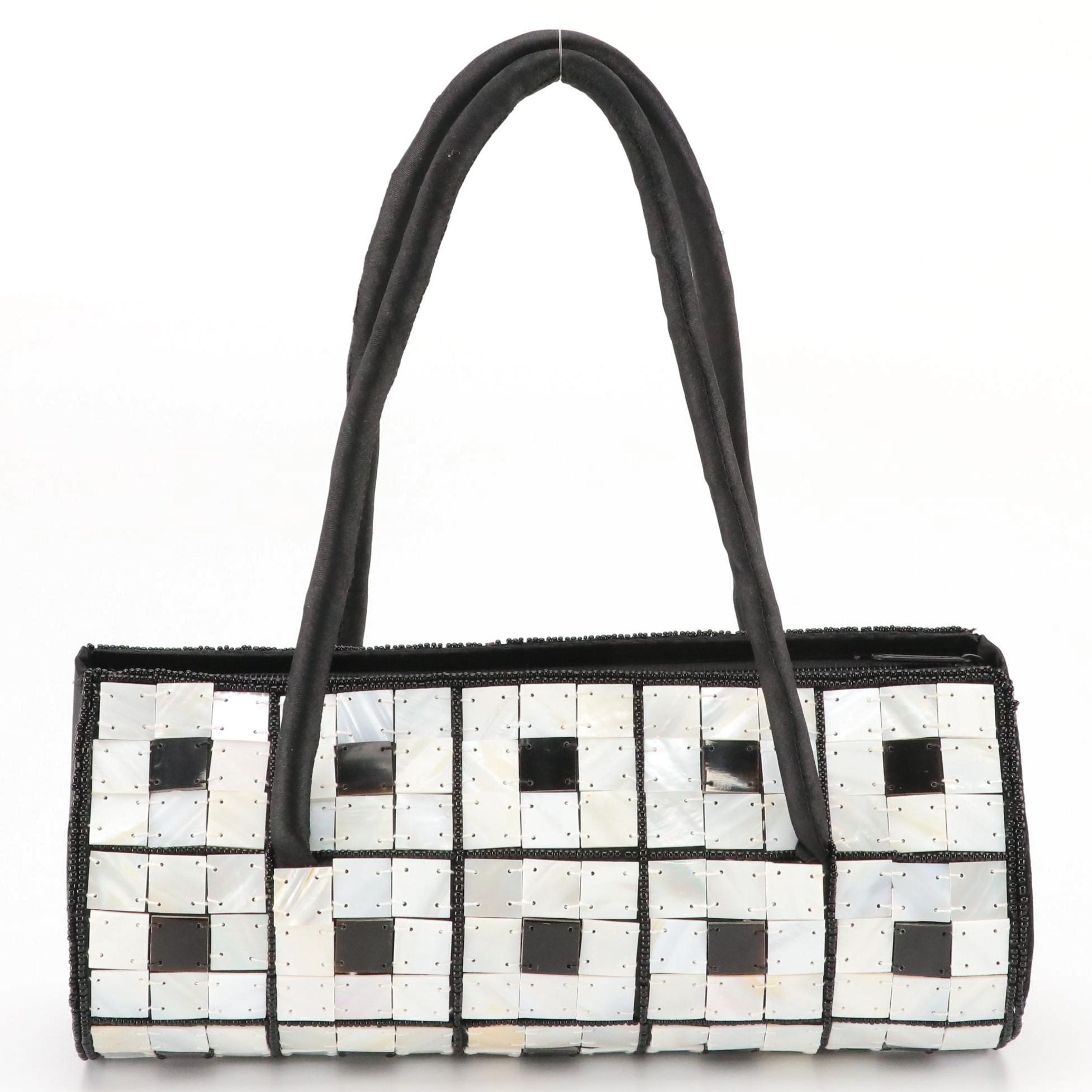 Vintage Mother of Pearl and Buffalo Horn Barrel Bag