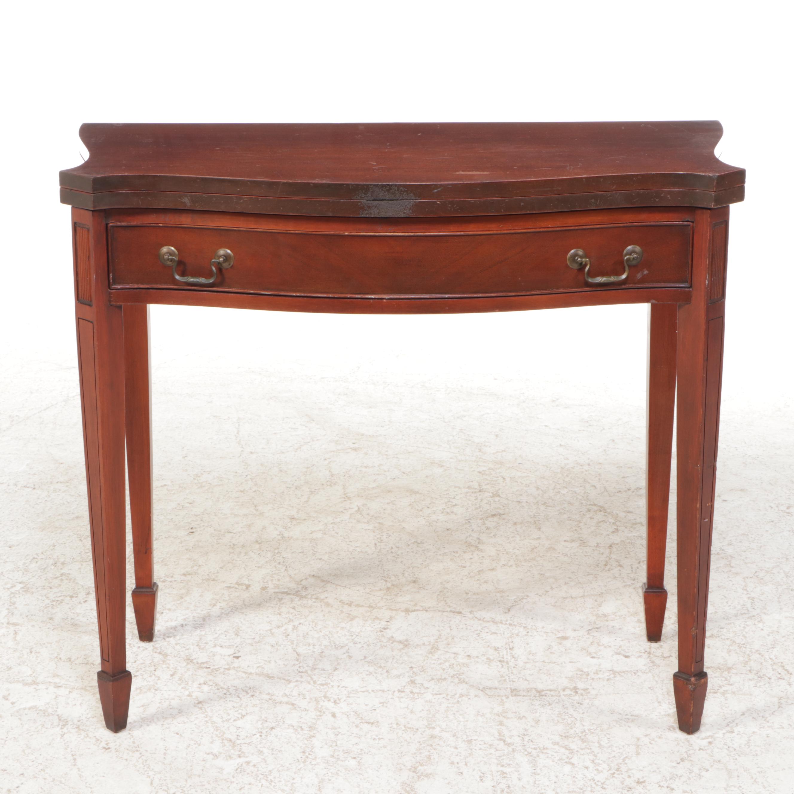Sheraton Style Mahogany Flip Top Games Table, Early to Mid-20th Century