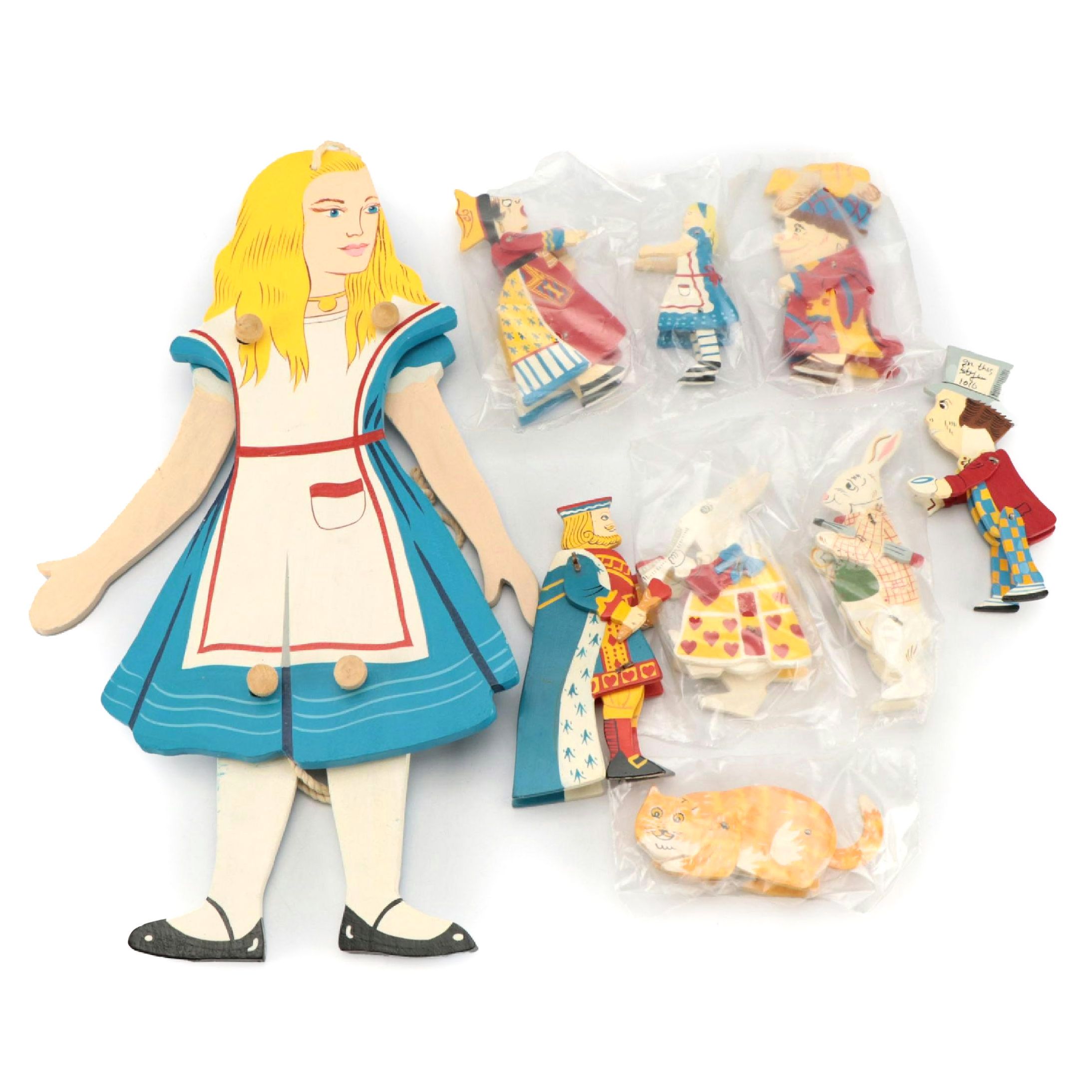 "Alice in Wonderland" Wooden Jumping Jack Toy with Other Jointed Characters