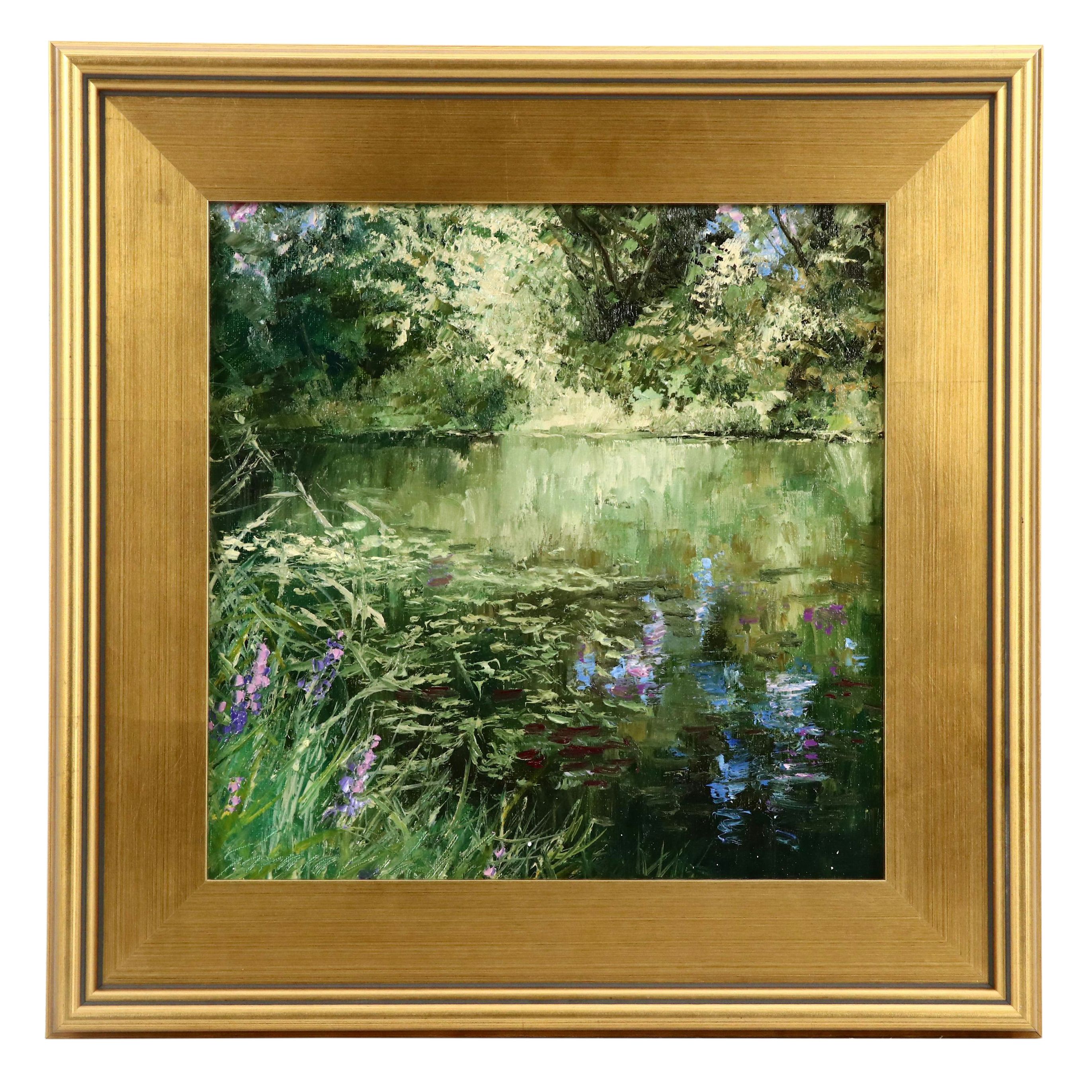 Garncarek Aleksander Pond Landscape Oil Painting "Staw," 2025