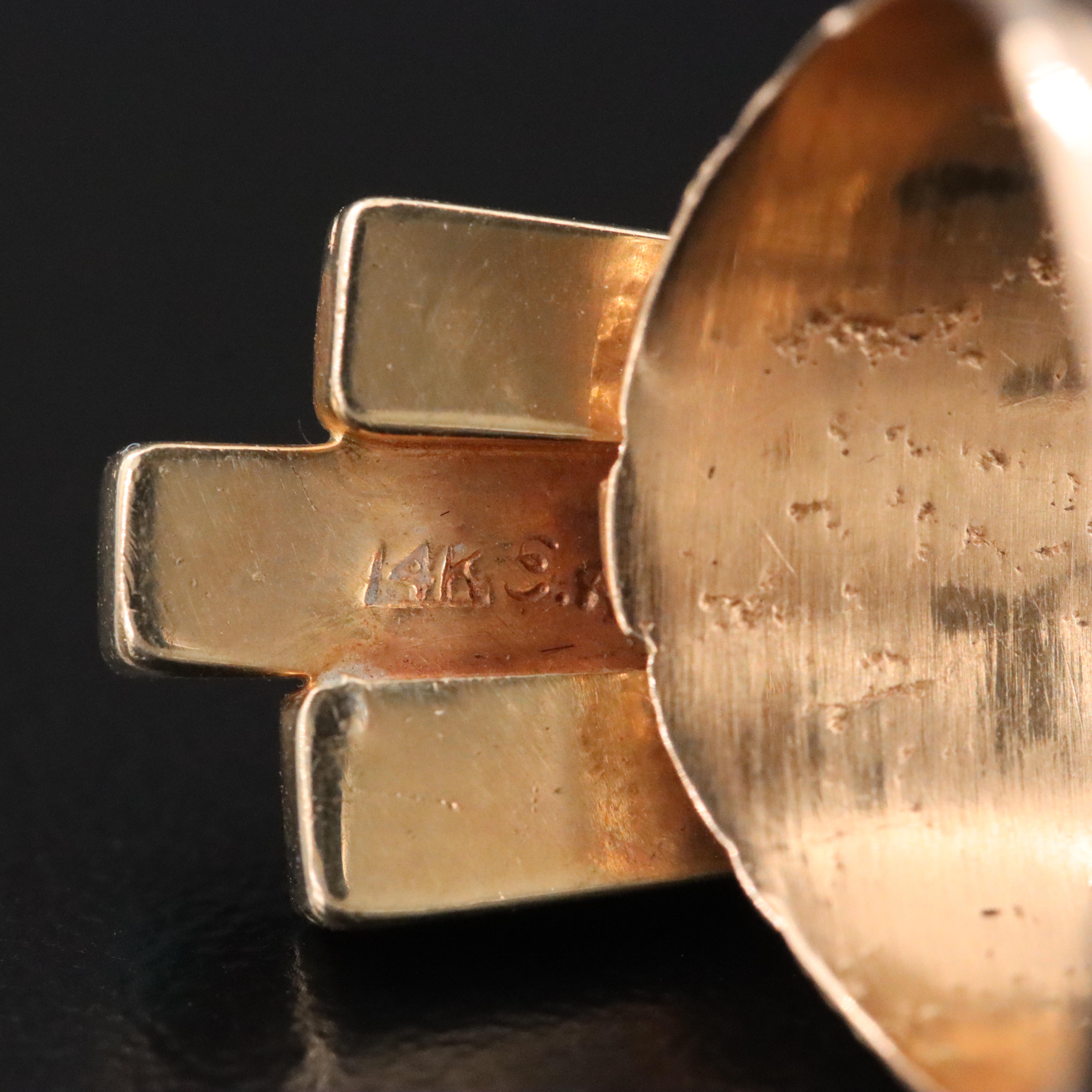 Southwestern Signed 14K Turquoise and Diamond Ring