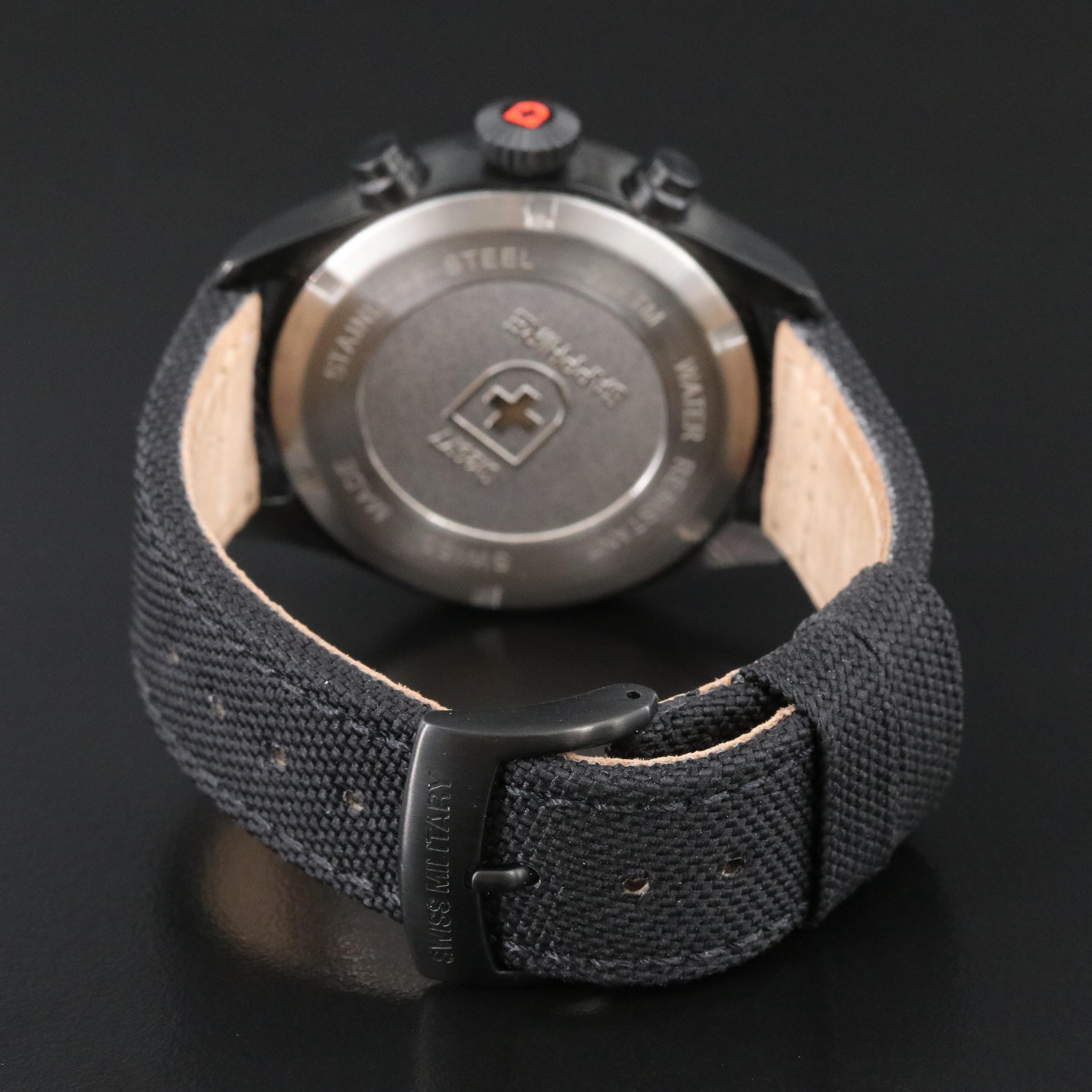 Swiss Military Chronograph Black 44mm PVD Coated Steel Quartz Watch