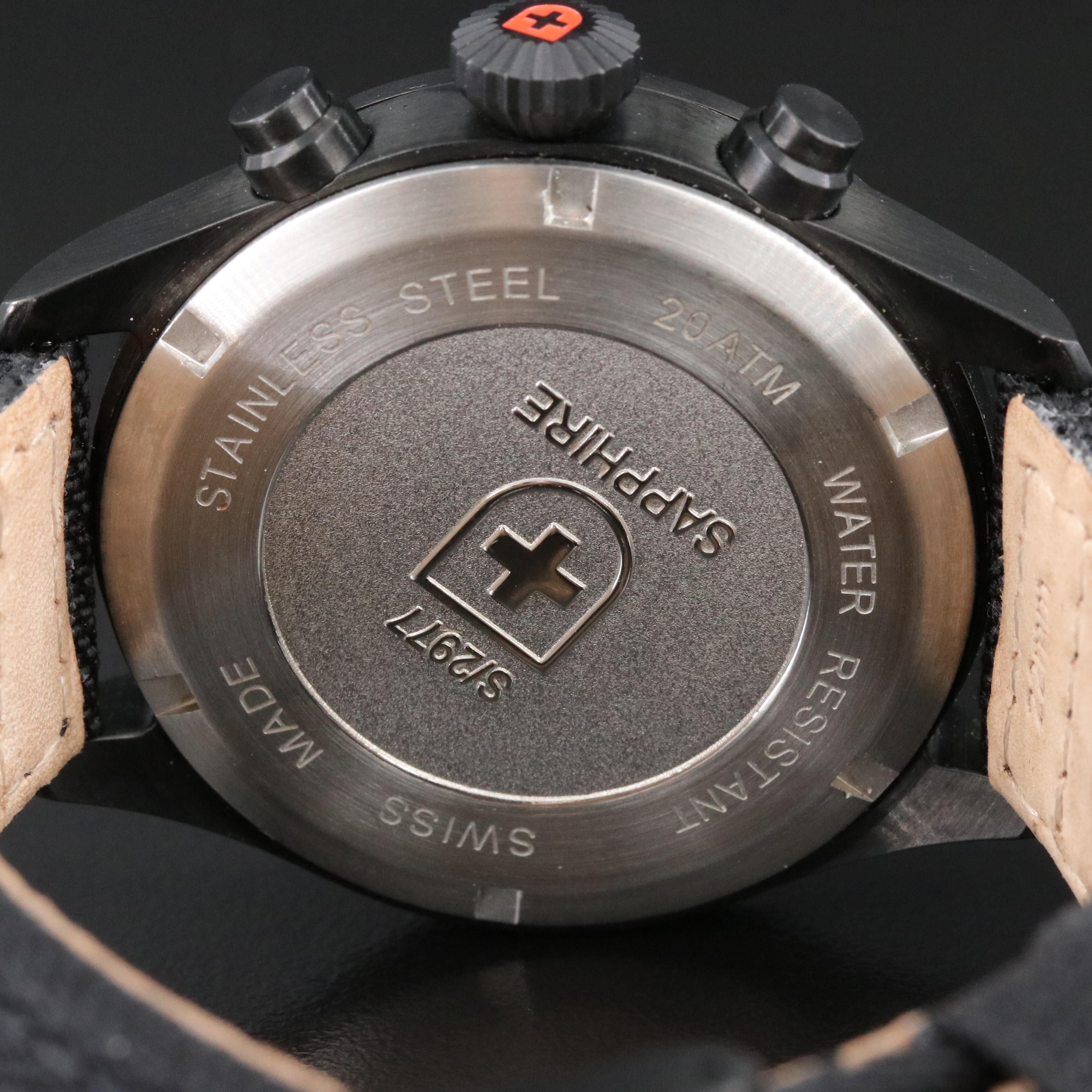 Swiss Military Chronograph Black 44mm PVD Coated Steel Quartz Watch