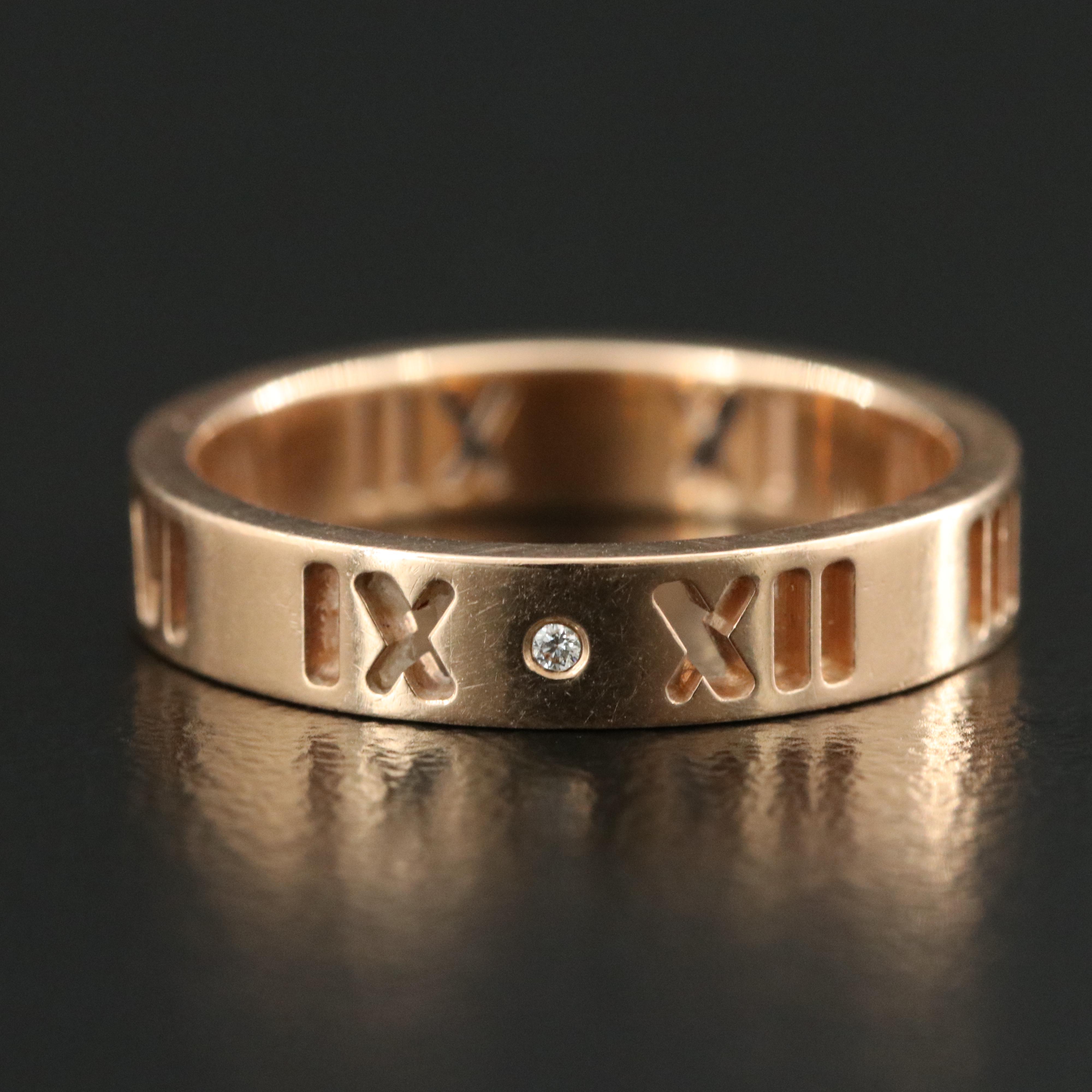 Tiffany & Co. Atlas 18K Rose Gold Diamond Pierced Band