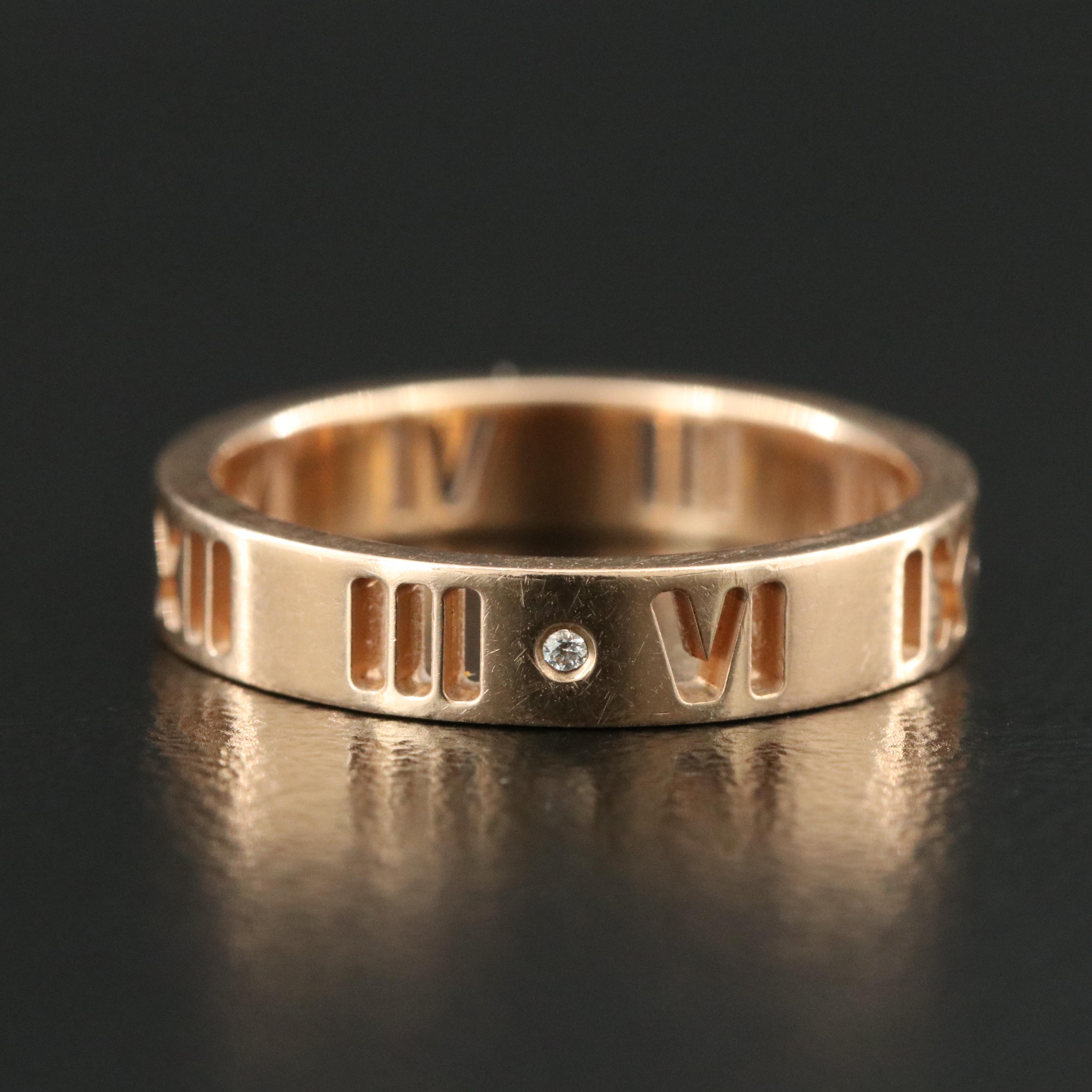 Tiffany & Co. Atlas 18K Rose Gold Diamond Pierced Band