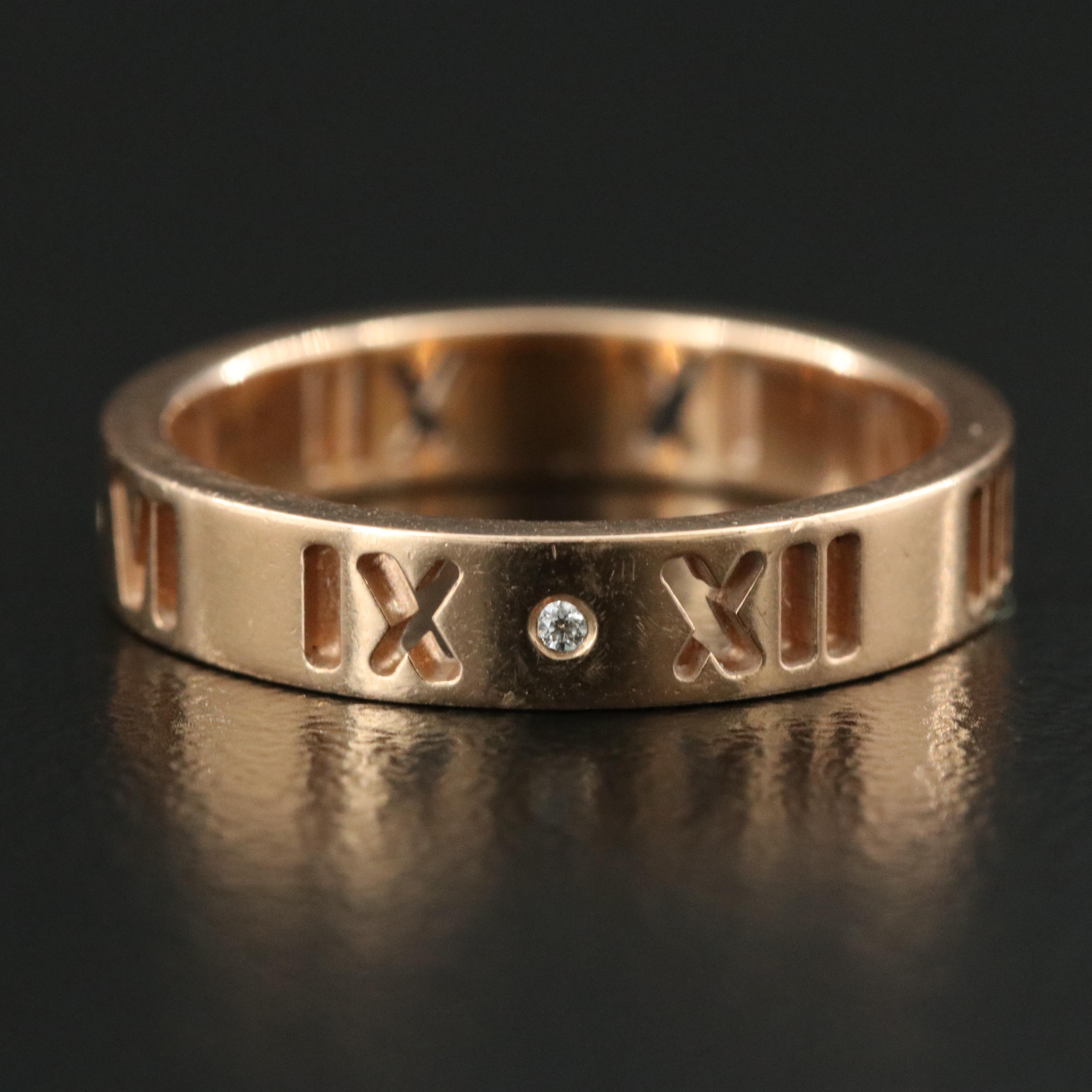 Tiffany & Co. Atlas 18K Rose Gold Diamond Pierced Band