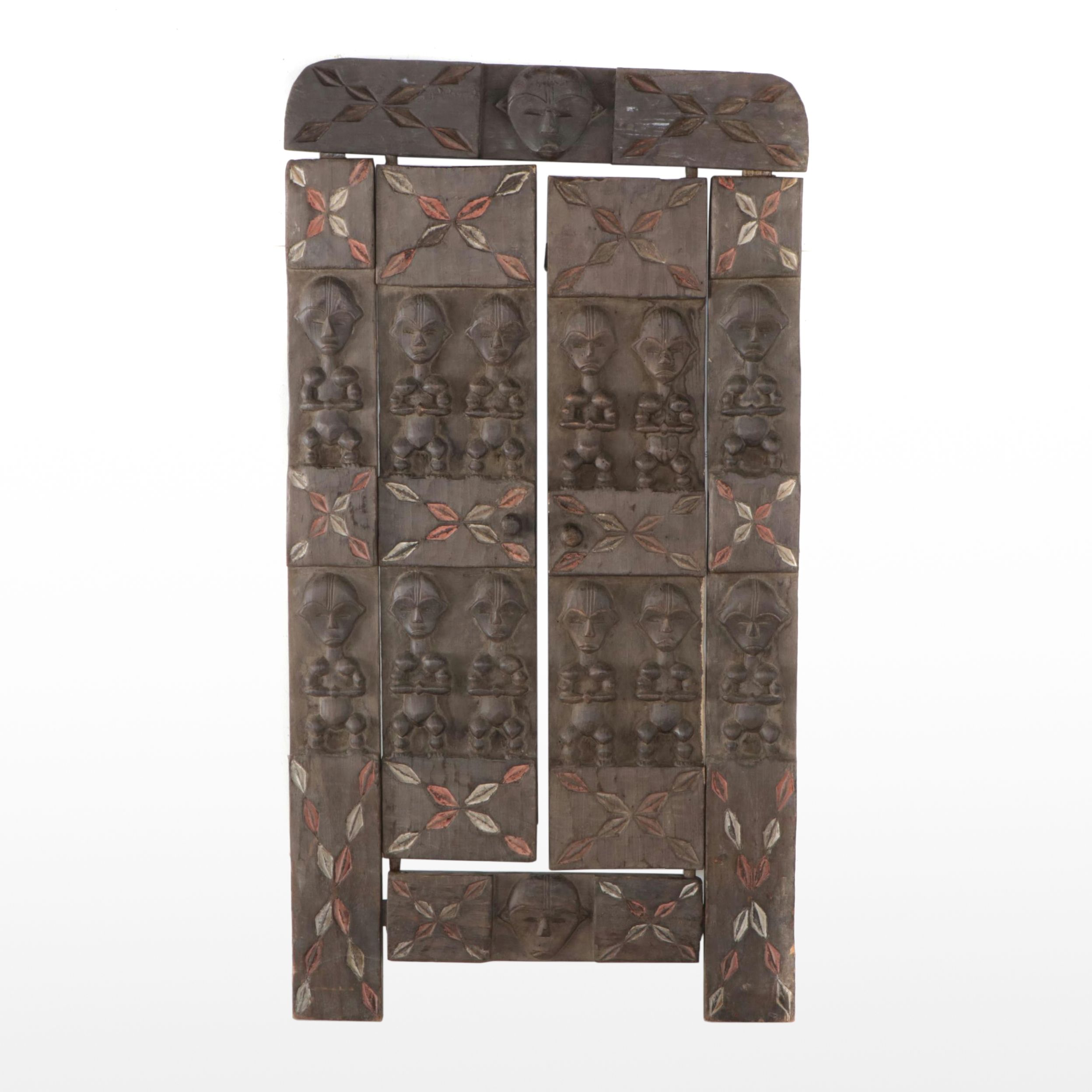 African Fang Carved Wood and Pigment Door Panels