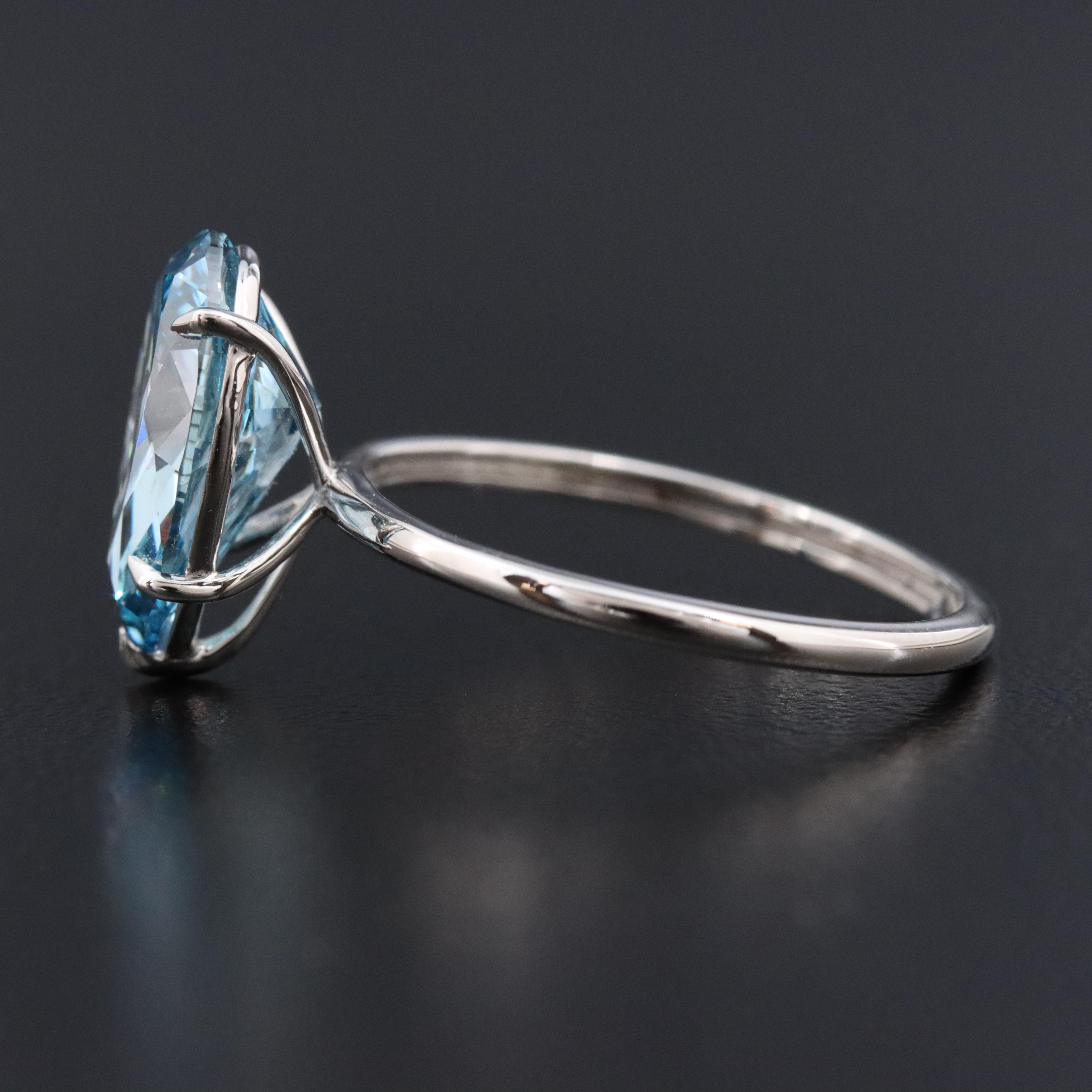 Platinum 3.01 CT Lab Grown Fancy Blue Diamond Solitaire Ring with IGI Report