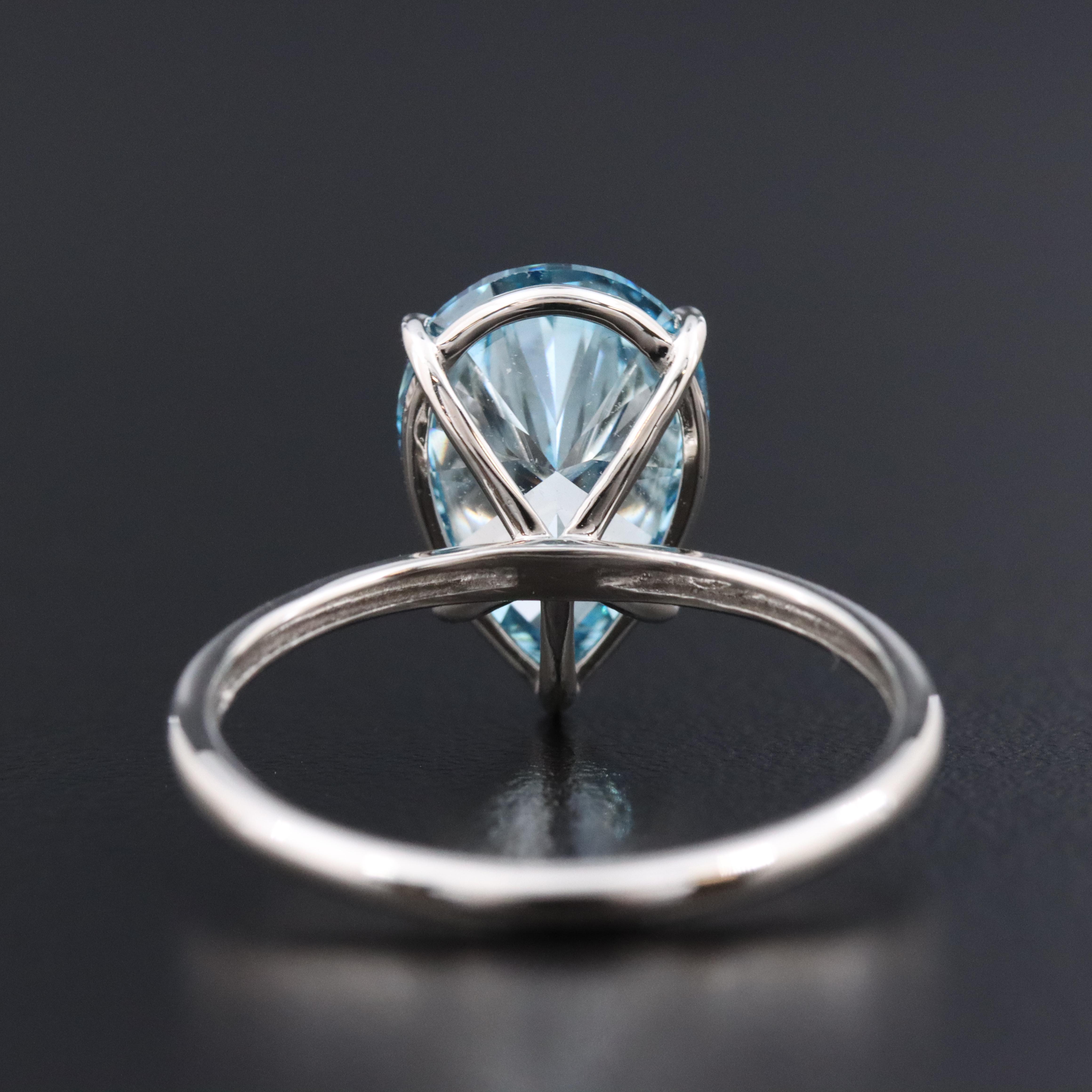 Platinum 3.01 CT Lab Grown Fancy Blue Diamond Solitaire Ring with IGI Report