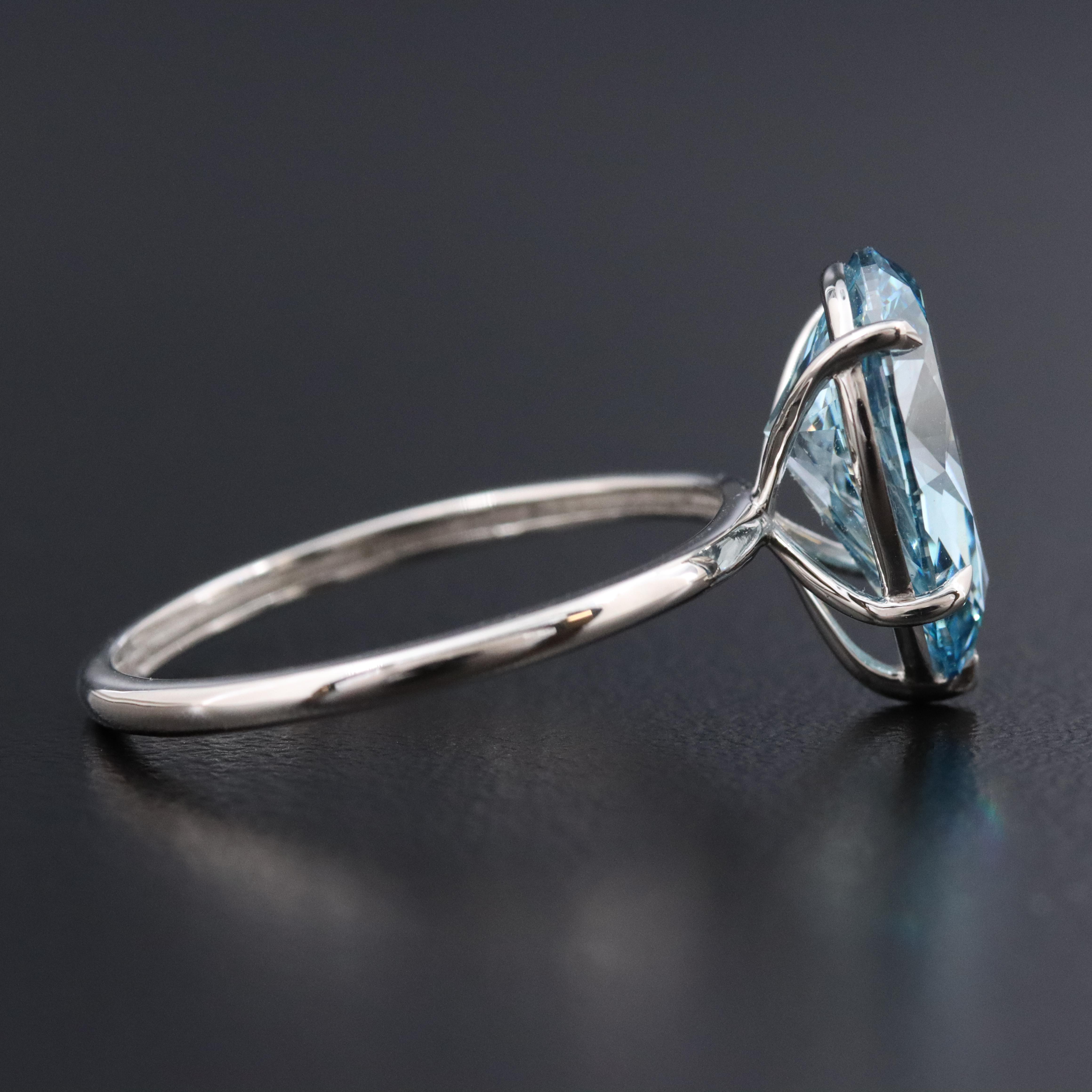 Platinum 3.01 CT Lab Grown Fancy Blue Diamond Solitaire Ring with IGI Report