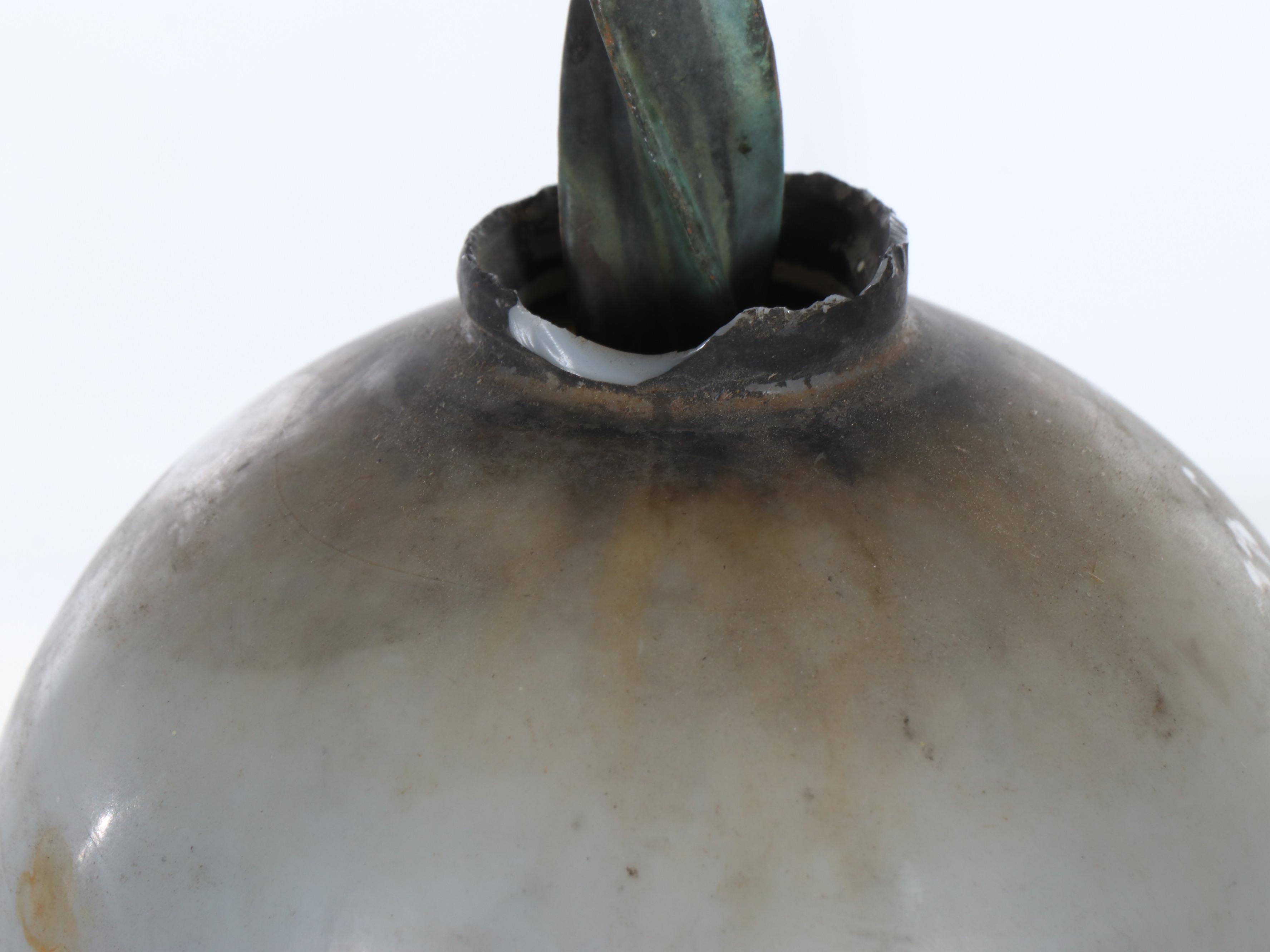 Victorian Copper and Wrought Iron Lightning Rod with Milk Glass Insulators