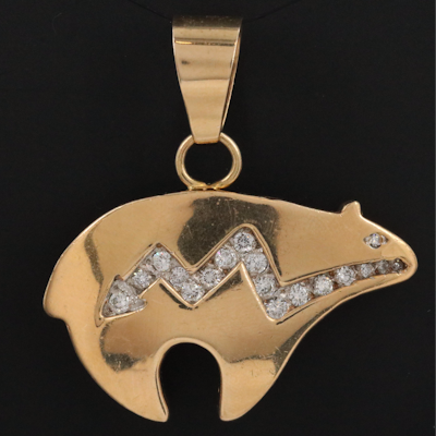 Dina Huntinghorse Wichita/Kiowa 14K 0.47 CTW Diamond Heartline Bear Pendant Dina Huntinghorse Wichita/Kiowa 14K 0.47 CTW Diamond Heartline Bear Pendant