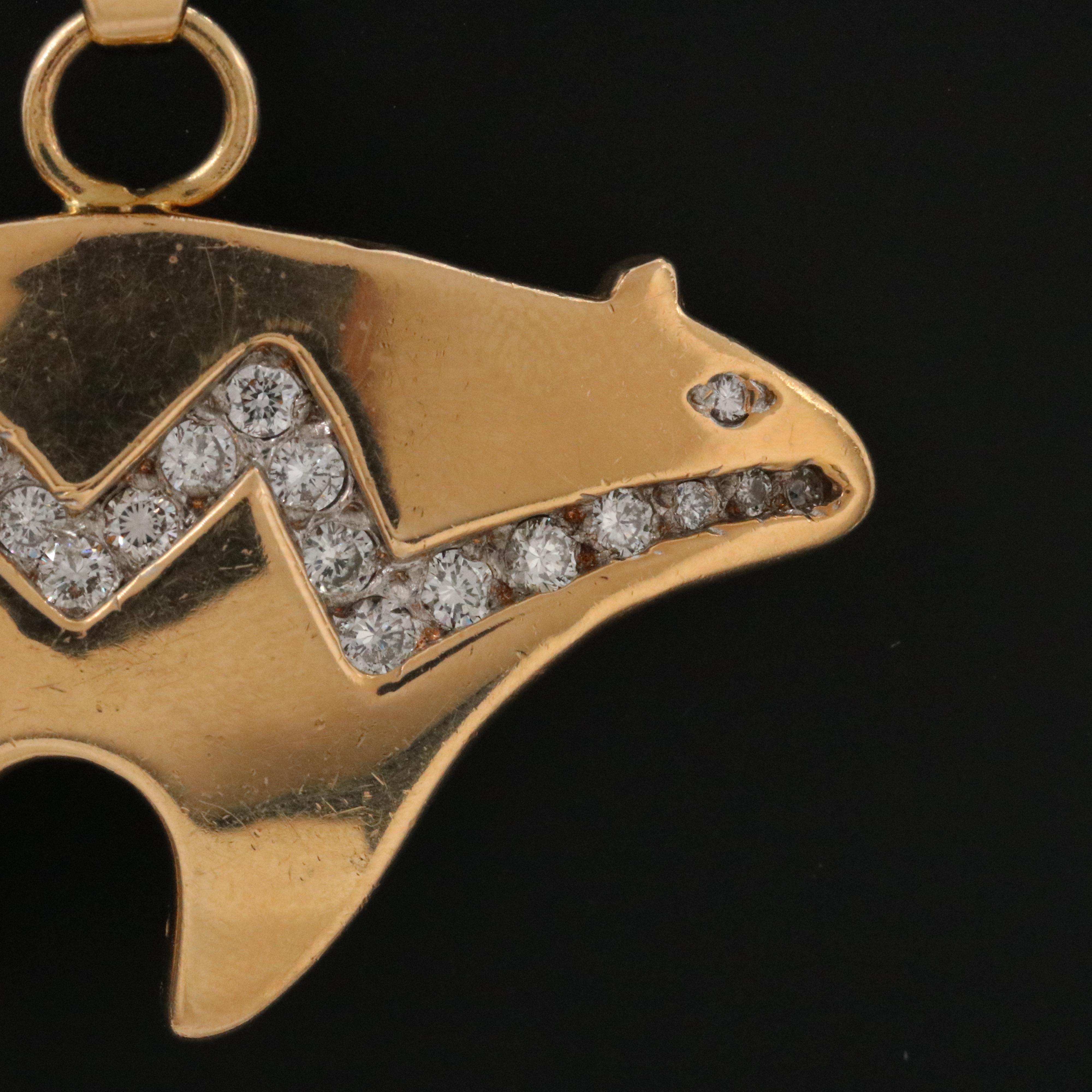 Dina Huntinghorse Wichita/Kiowa 14K 0.47 CTW Diamond Heartline Bear Pendant