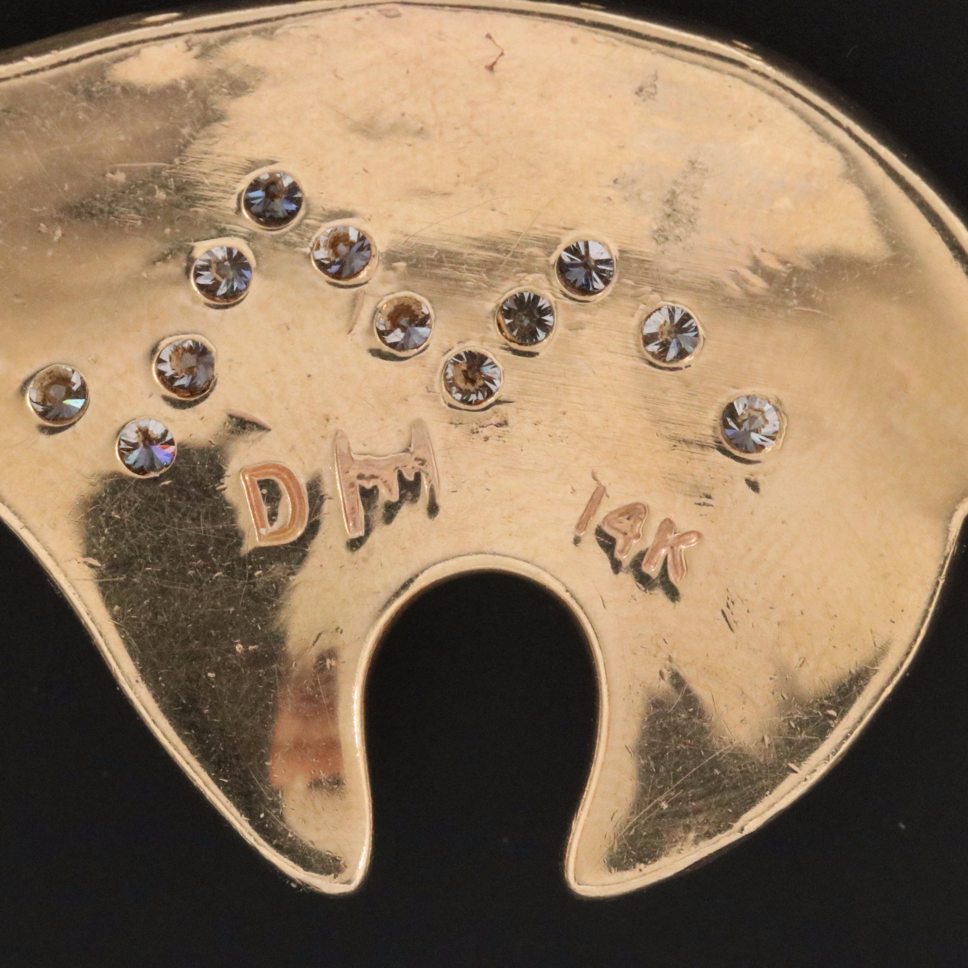 Dina Huntinghorse Wichita/Kiowa 14K 0.47 CTW Diamond Heartline Bear Pendant