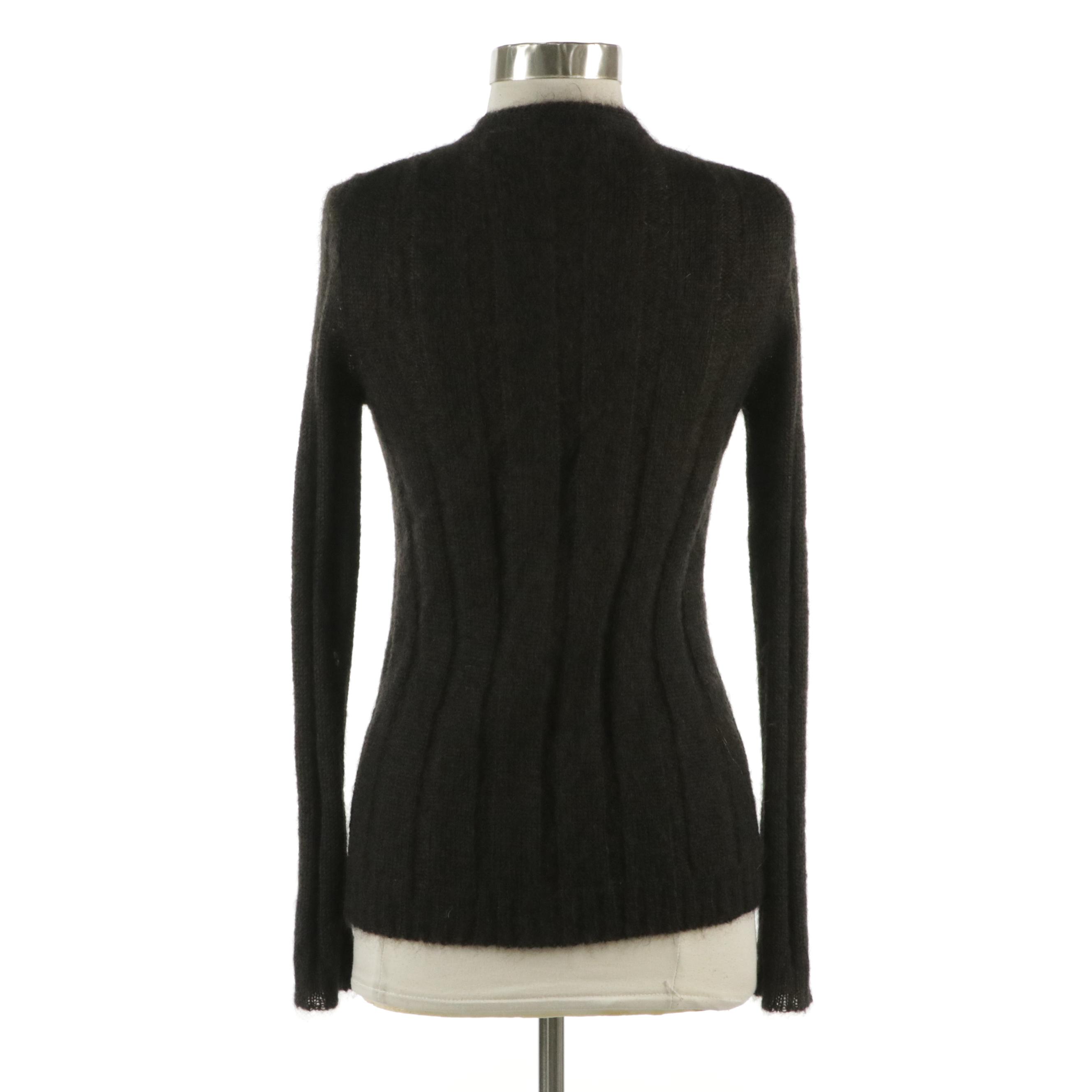 Prada Bead Embellished Mohair Blend Cardigan Sweater