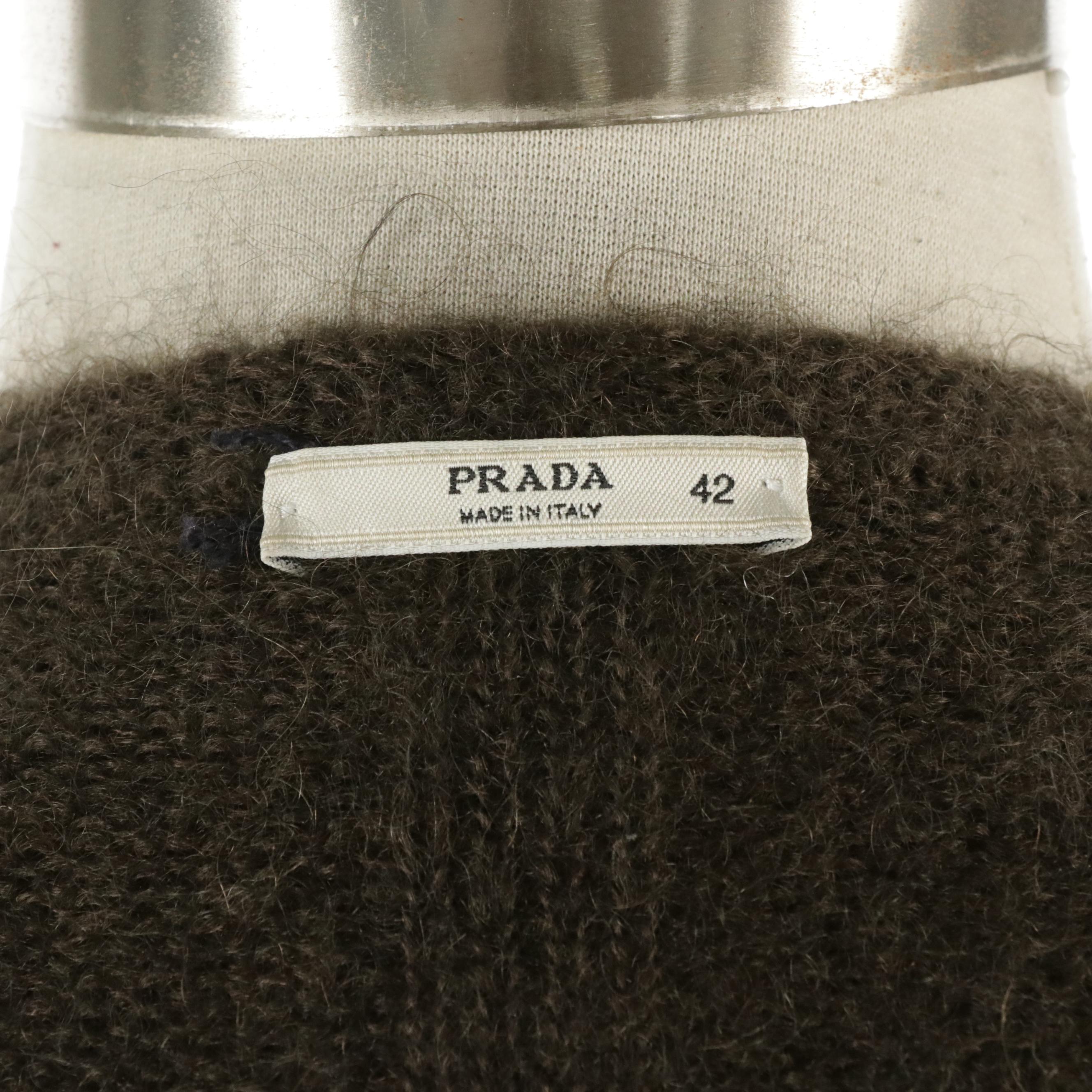 Prada Bead Embellished Mohair Blend Cardigan Sweater