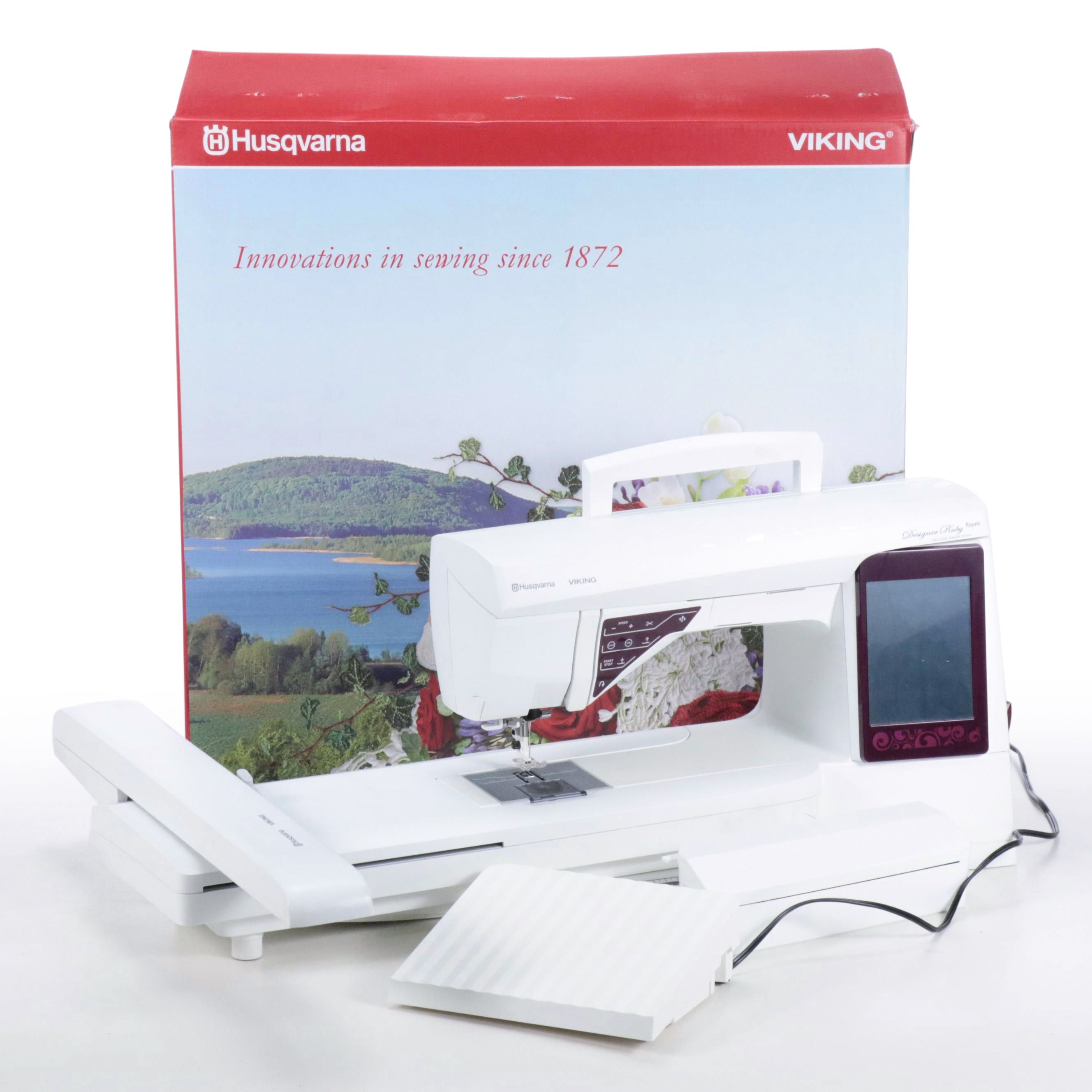 Husqvarna Viking Designer Ruby Royale Sewing Machine and Embroidery Arm