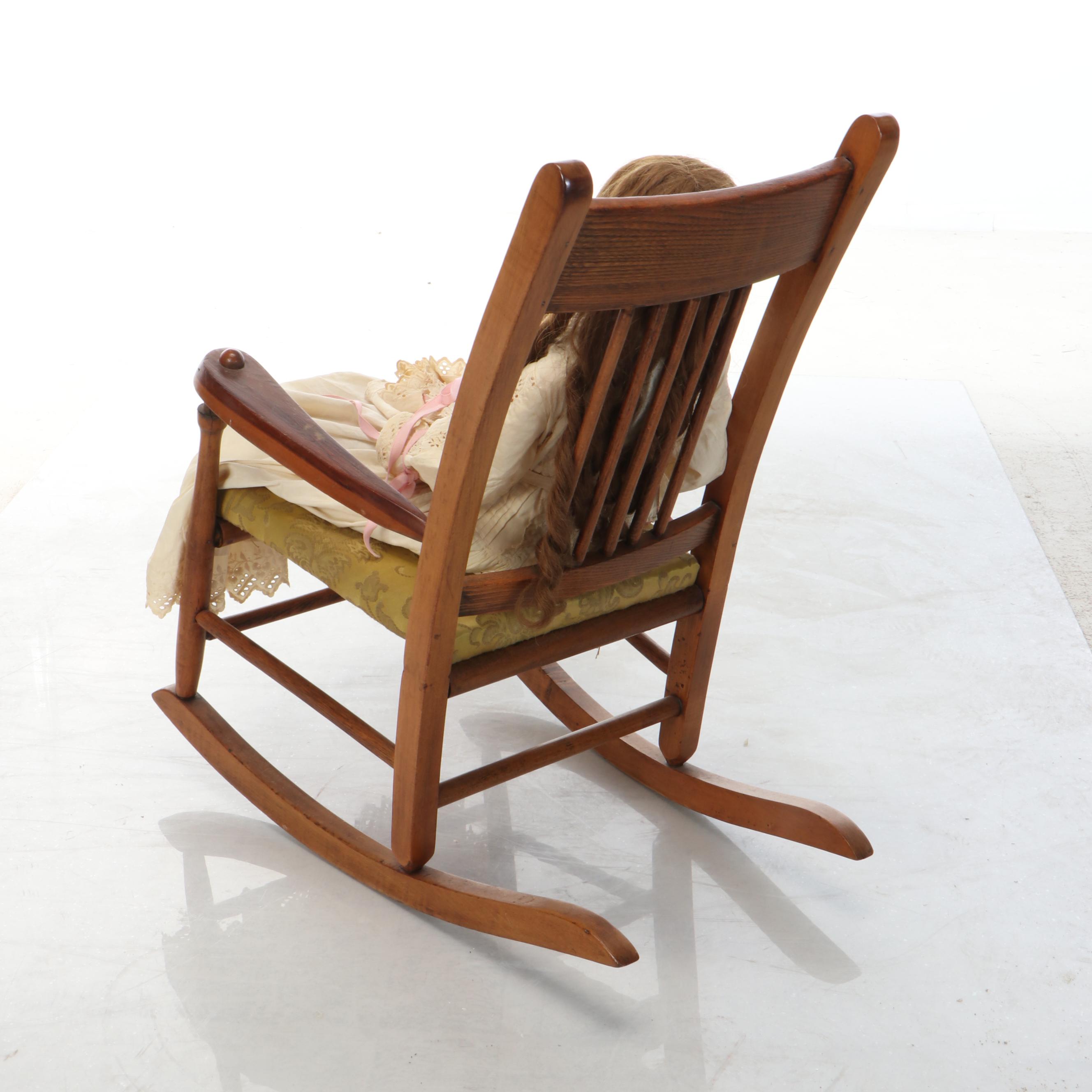 MAH Handwerck Socket Head and Jointed Composition Body Doll with Rocking Chair