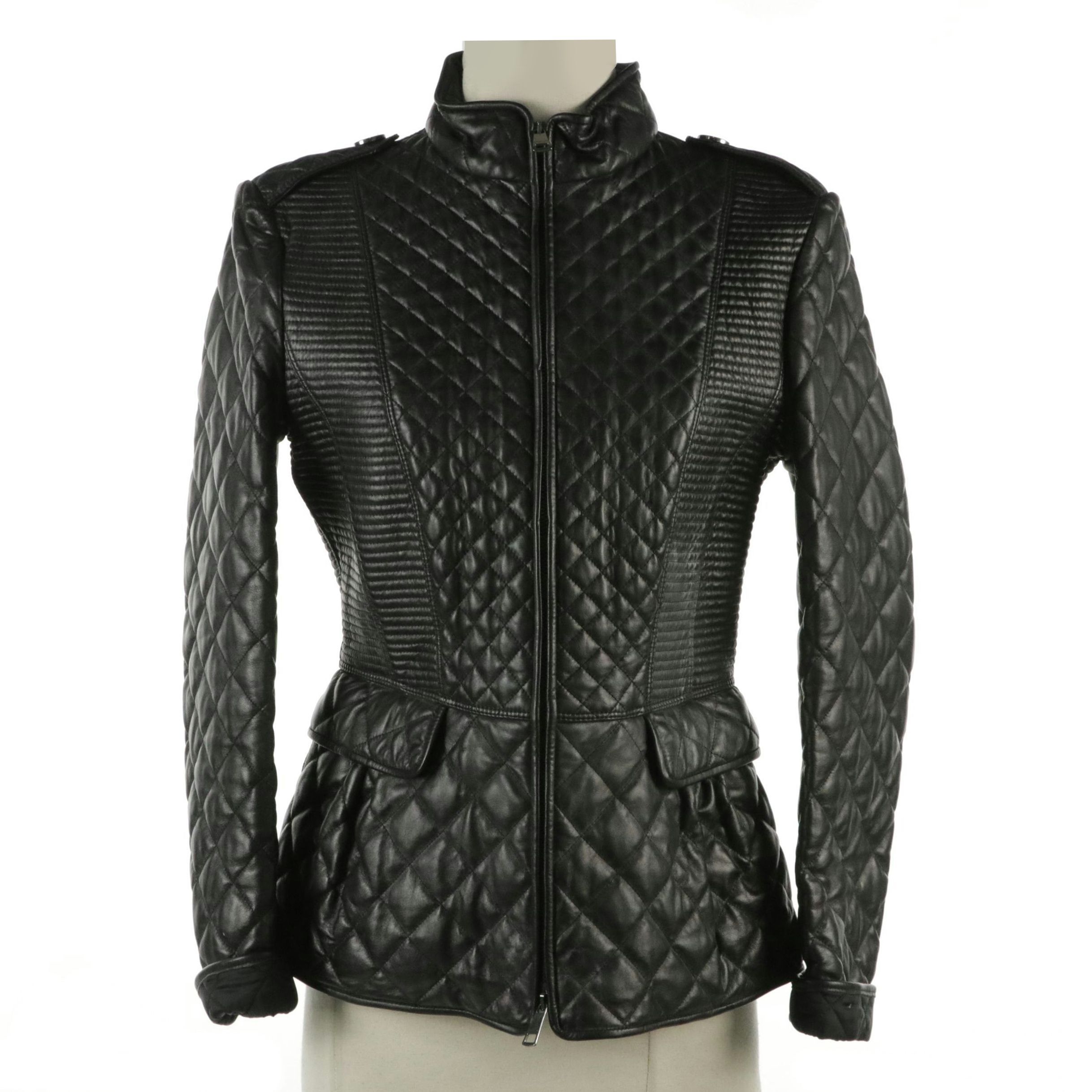 Burberry Black Quilted Lambskin Leather Jacket