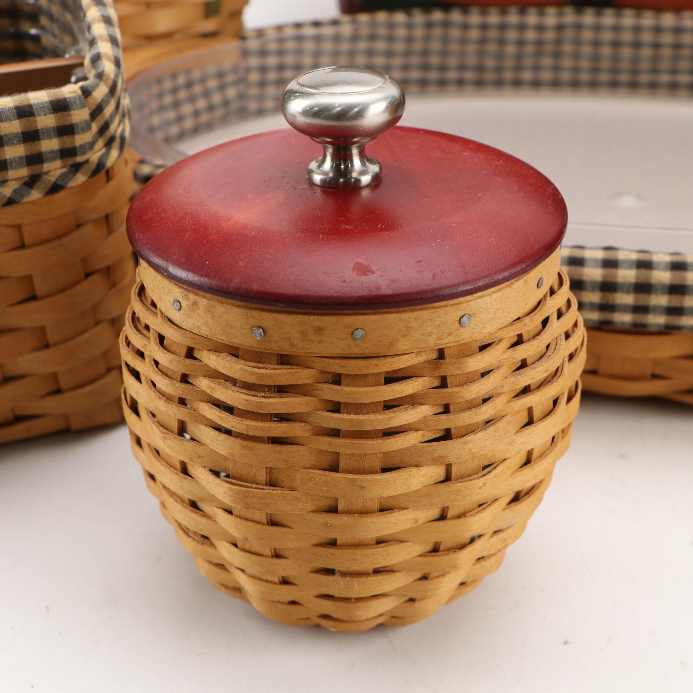 Longaberger Woven Baskets, Canisters and Casserole Dish