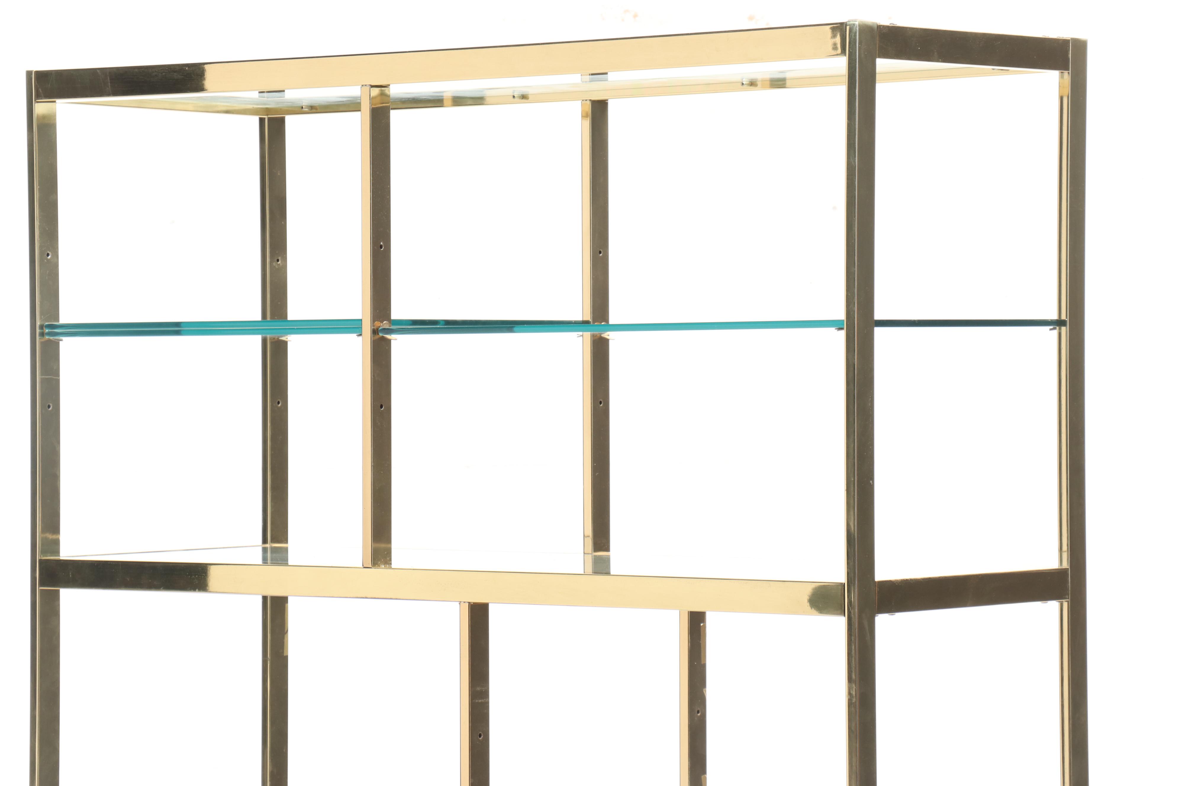 Contemporary Brass and Glass Étagère Shelving Unit