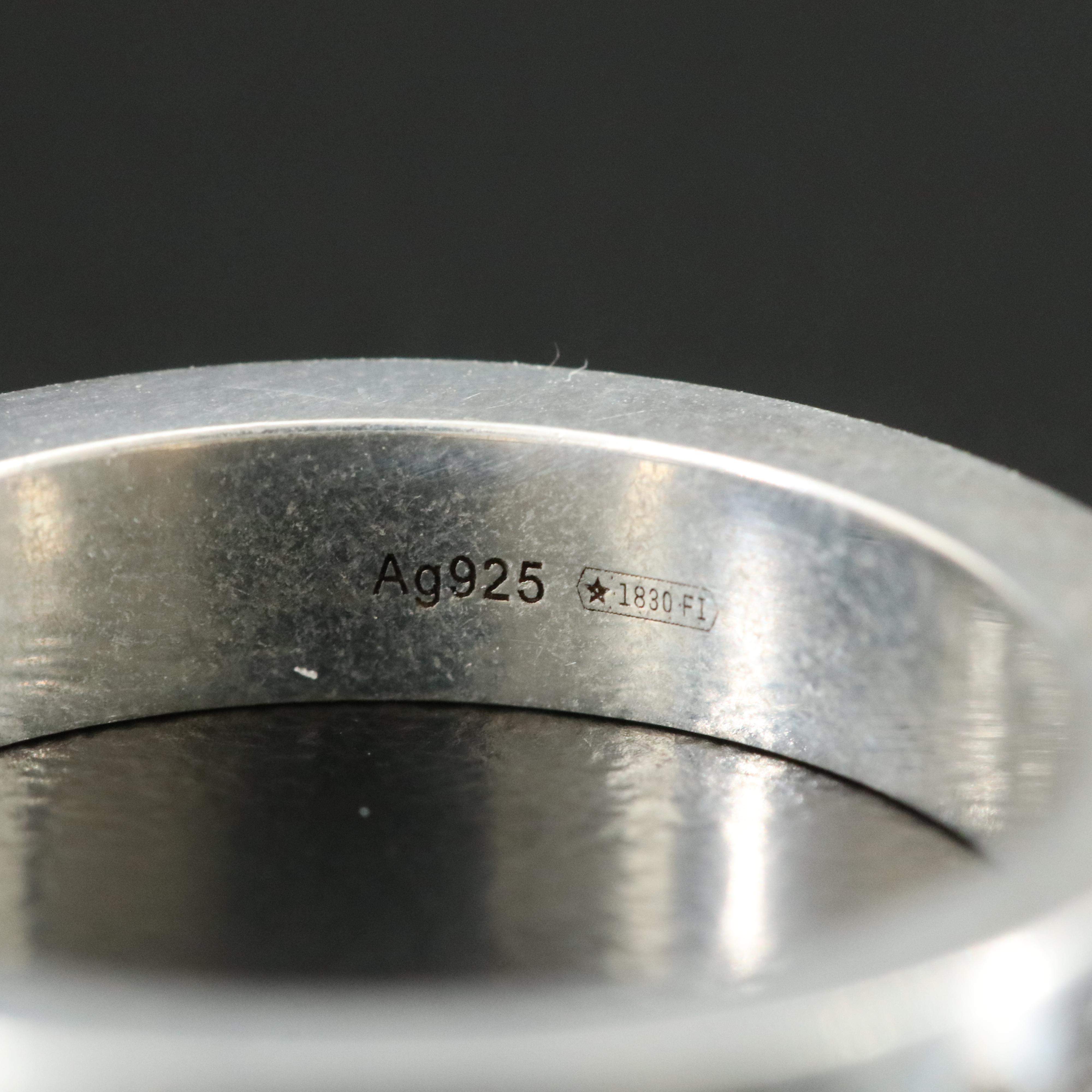 Gucci Sterling Engraved Bee and GG Logo Ring